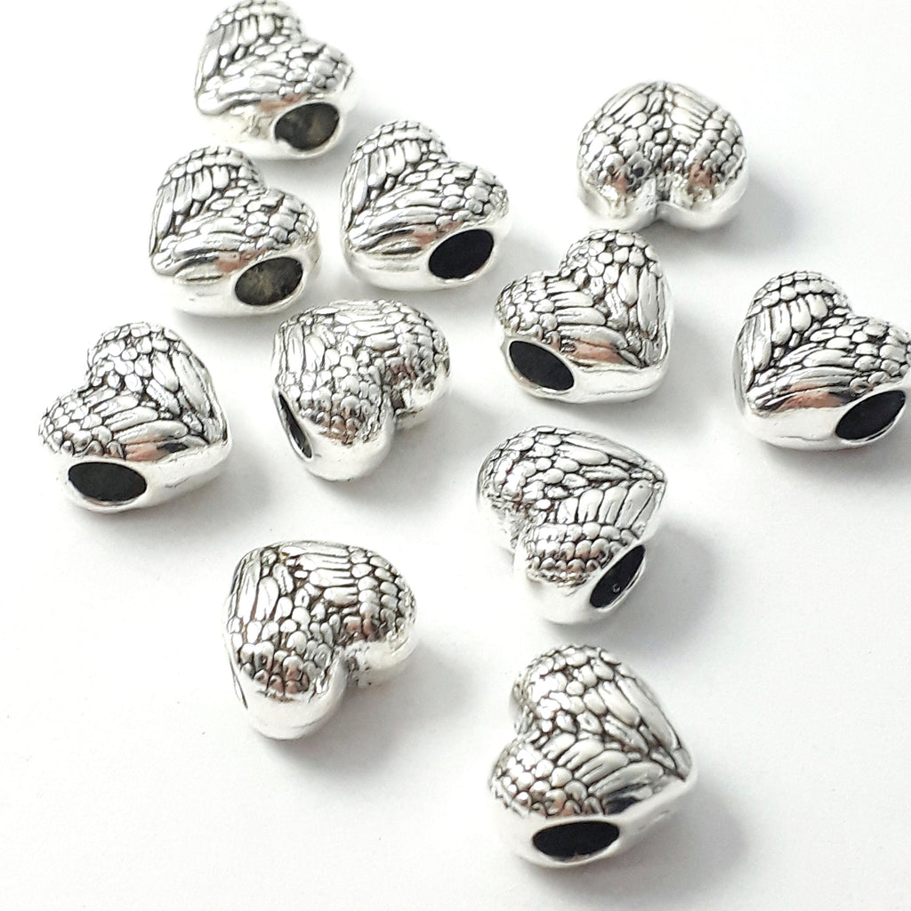 Angel Wing Heart Antique Silver 11mm - 4pcs