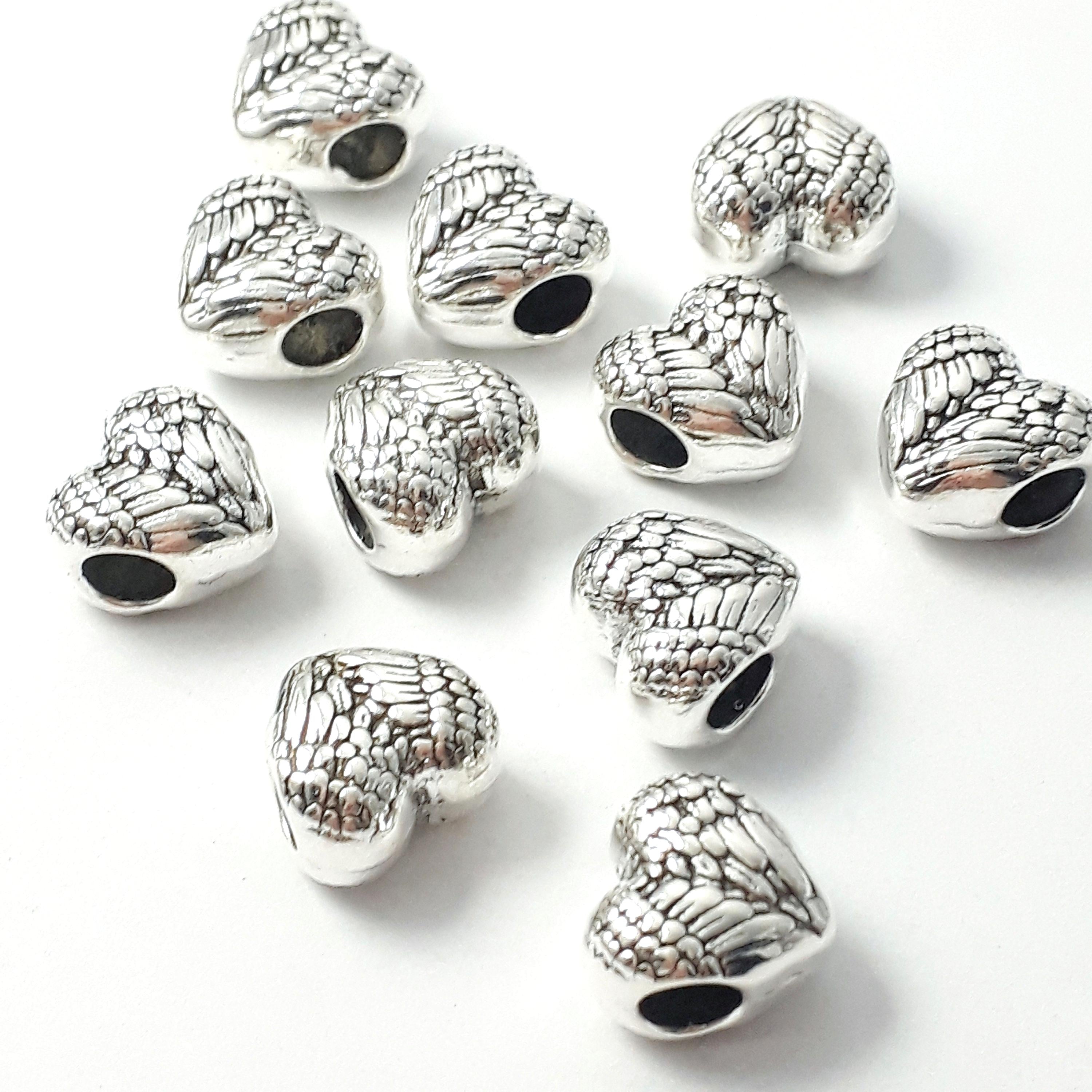 Angel Wing Heart Antique Silver 11mm - 4pcs