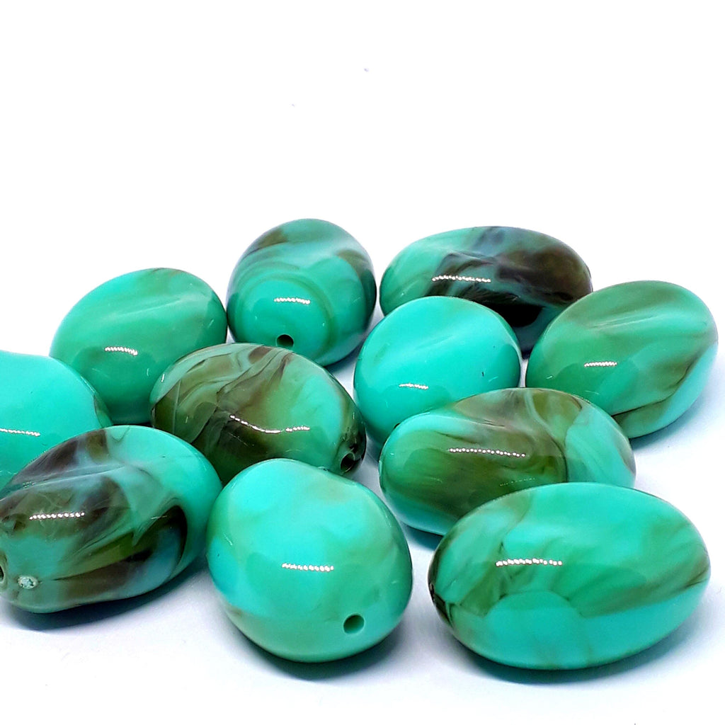 Green Turquoise Acrylic Twisted Teardrop 24x17mm - 5pcs