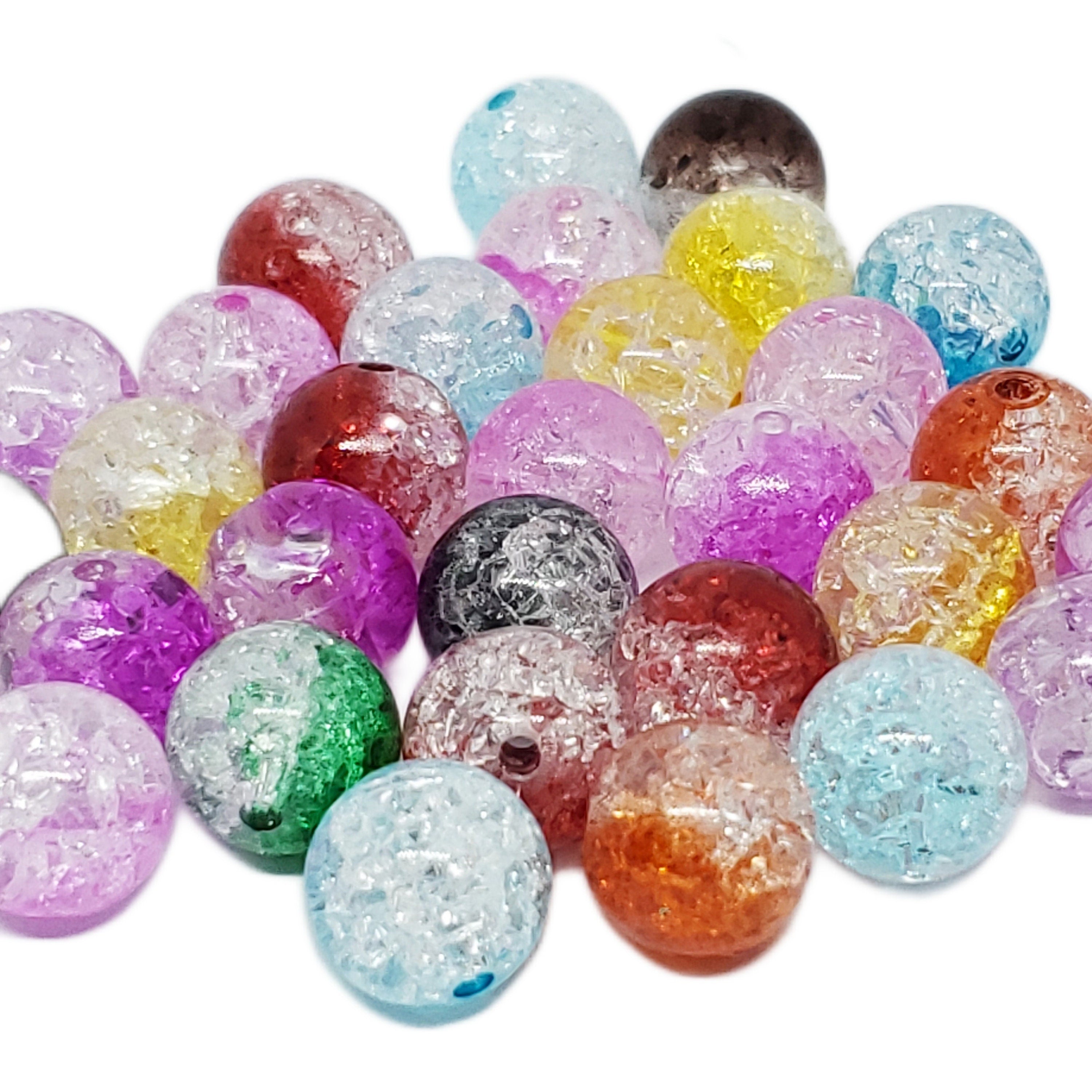 Acrylic Crackle Round Mixed Colour 12mm - 28pcs