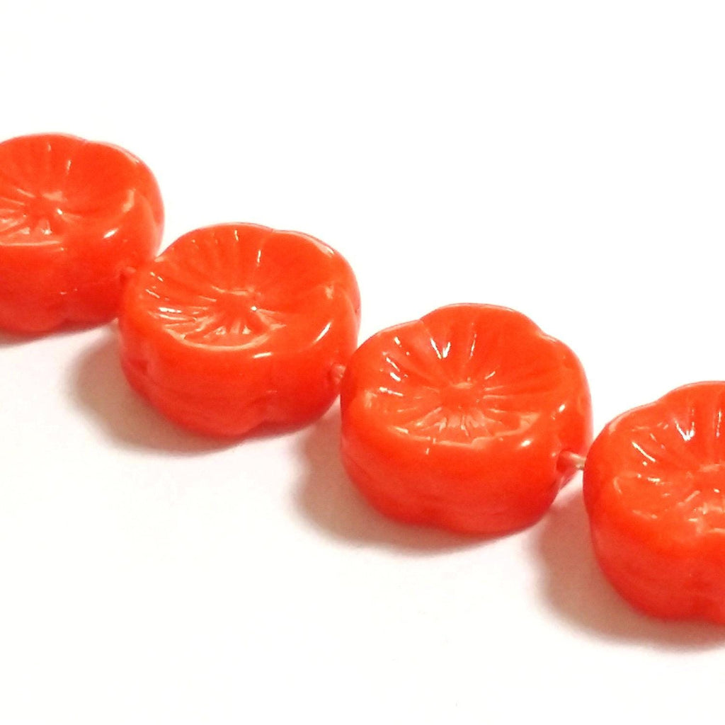 Orange Hawaiian Flower Czech Glass 12mm - 6pcs