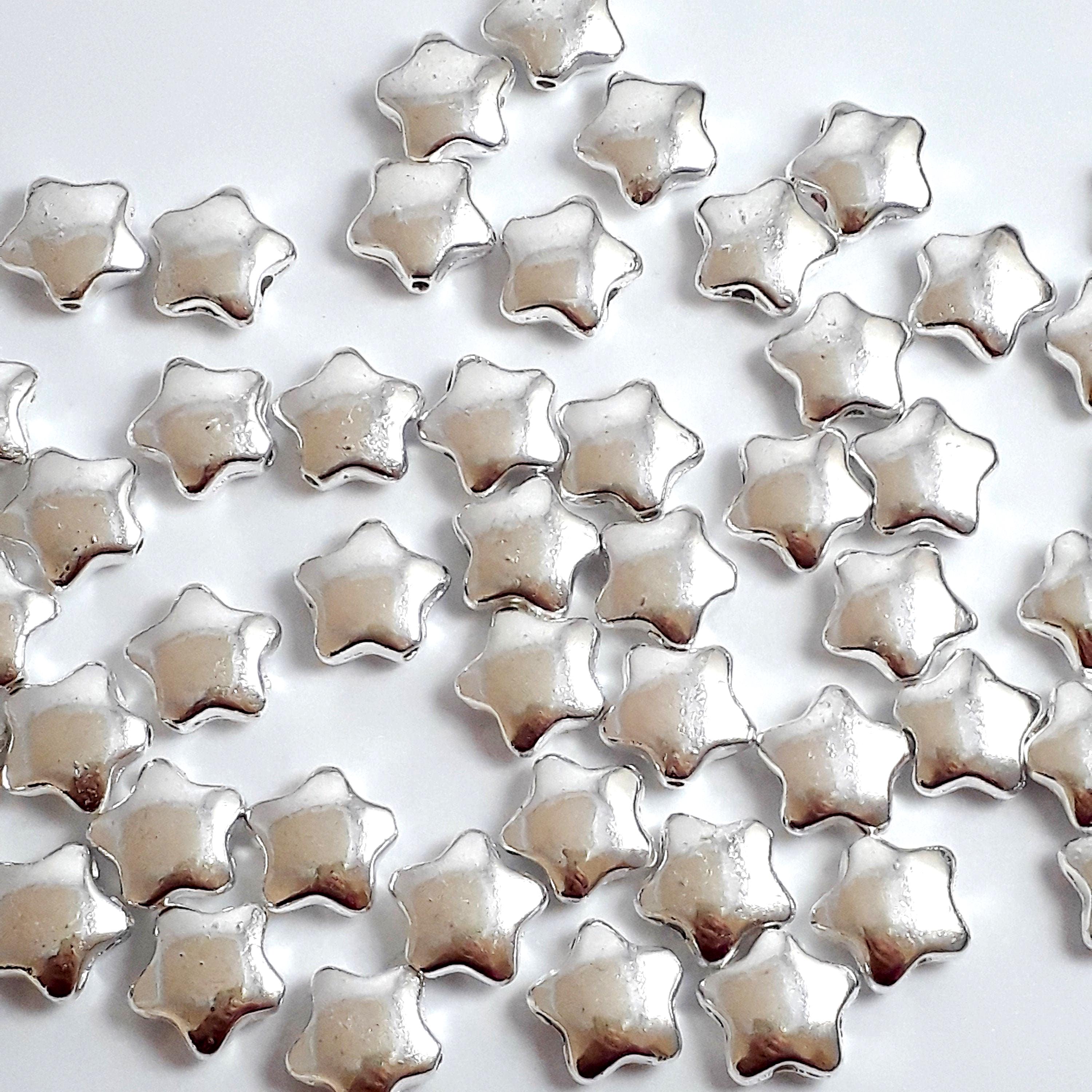 Smooth Star Silver Plated 11x10mm - 10pcs