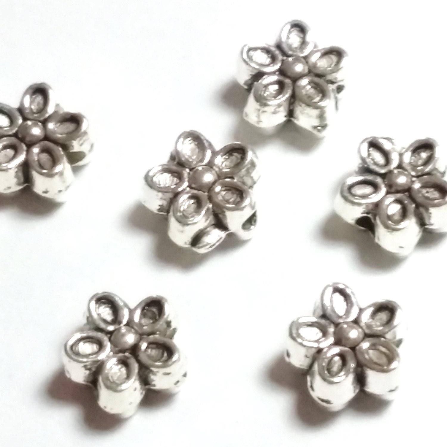 Flowers Antique Silver 7mm - 25pcs