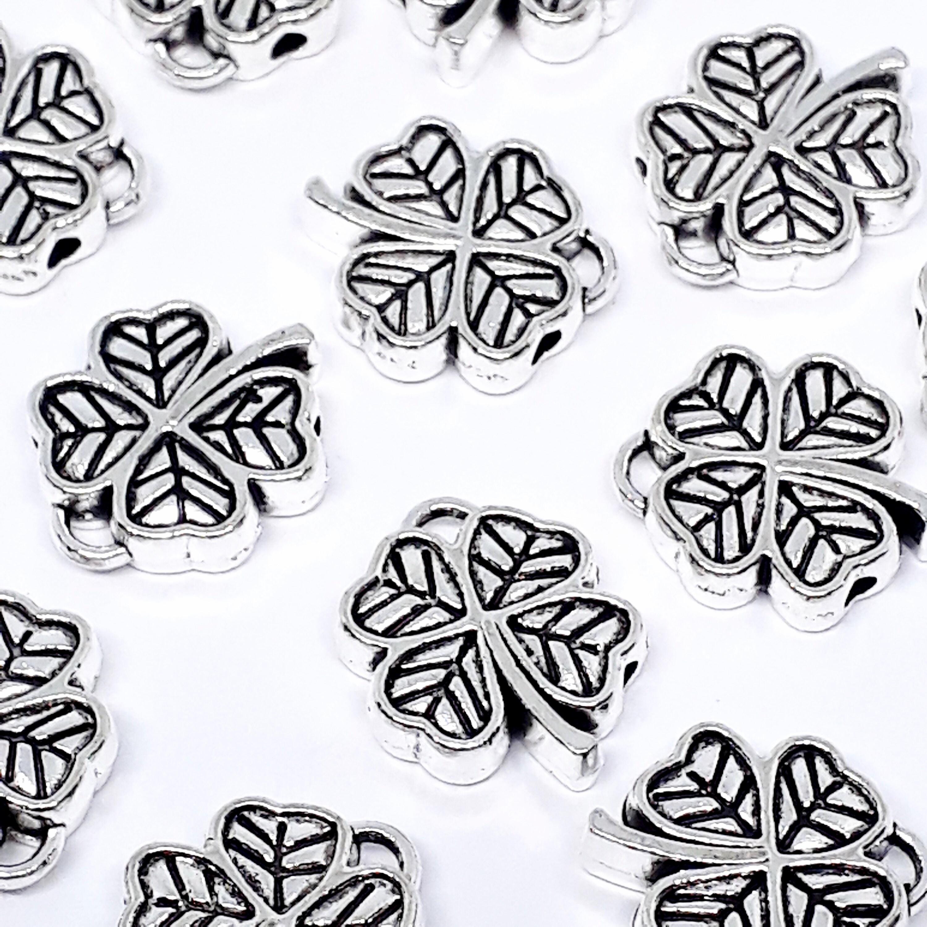 Four Leaf Clover Charm Antique Silver 12x11mm - 10pcs