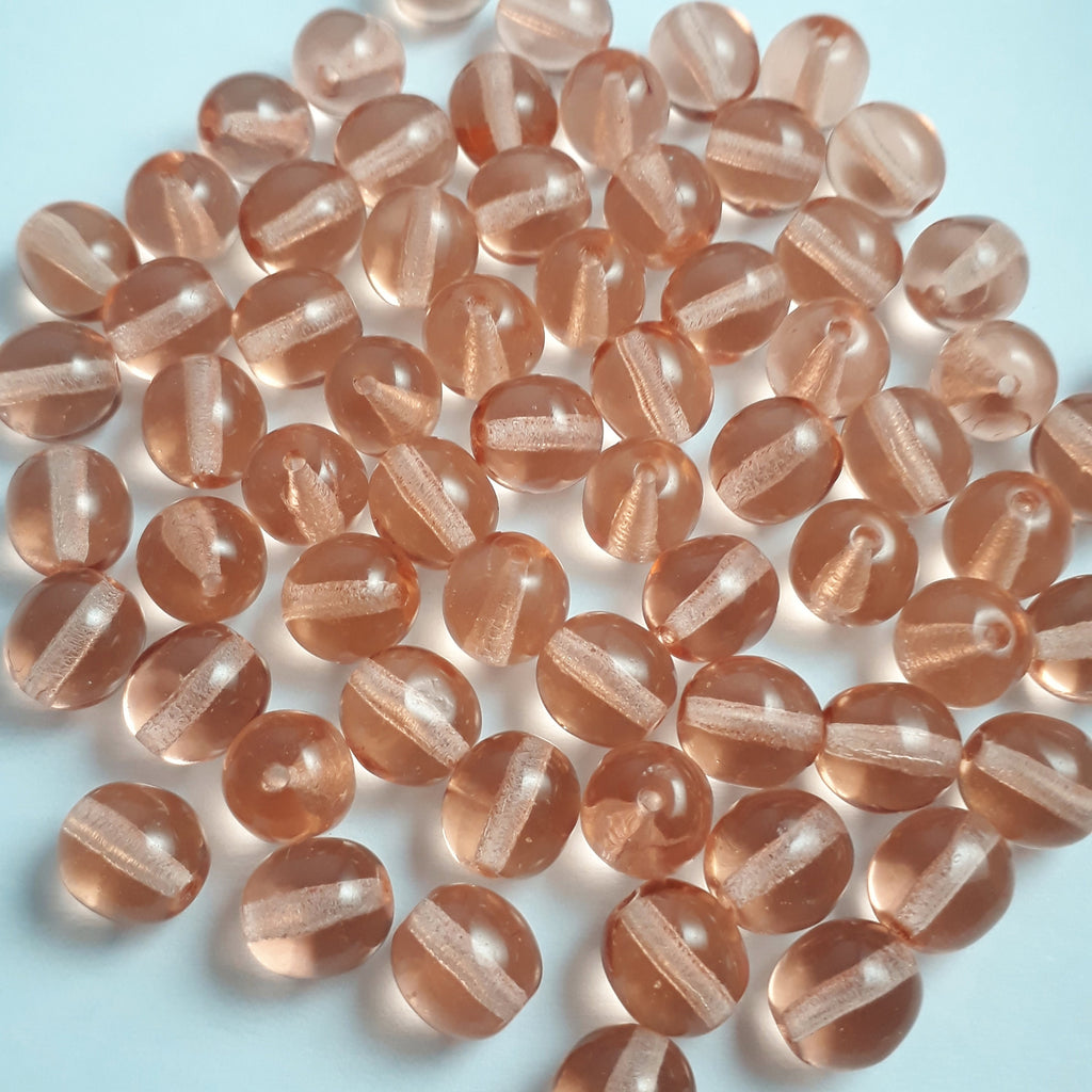 Dusty Rose Pink Czech Glass Round 8mm - 20pcs