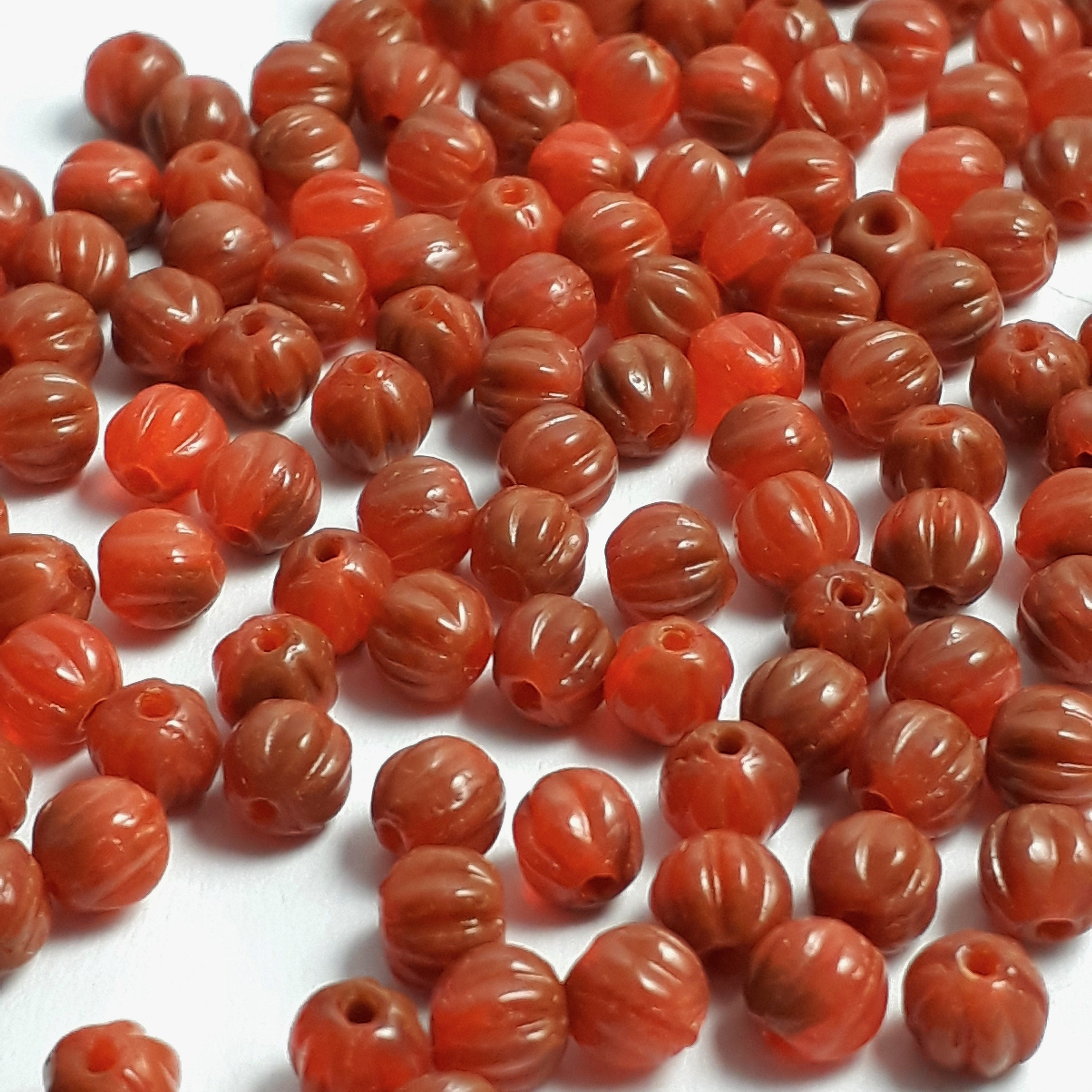 Orange & Caramel Fluted Czech Glass 4mm - 40pcs