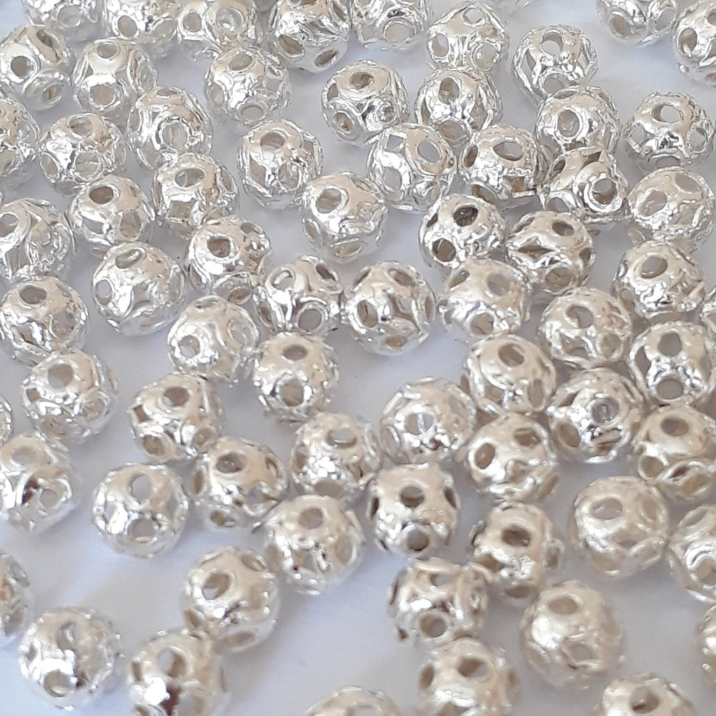 Filigree Round Hollow Silver Plated 4mm - 50pcs
