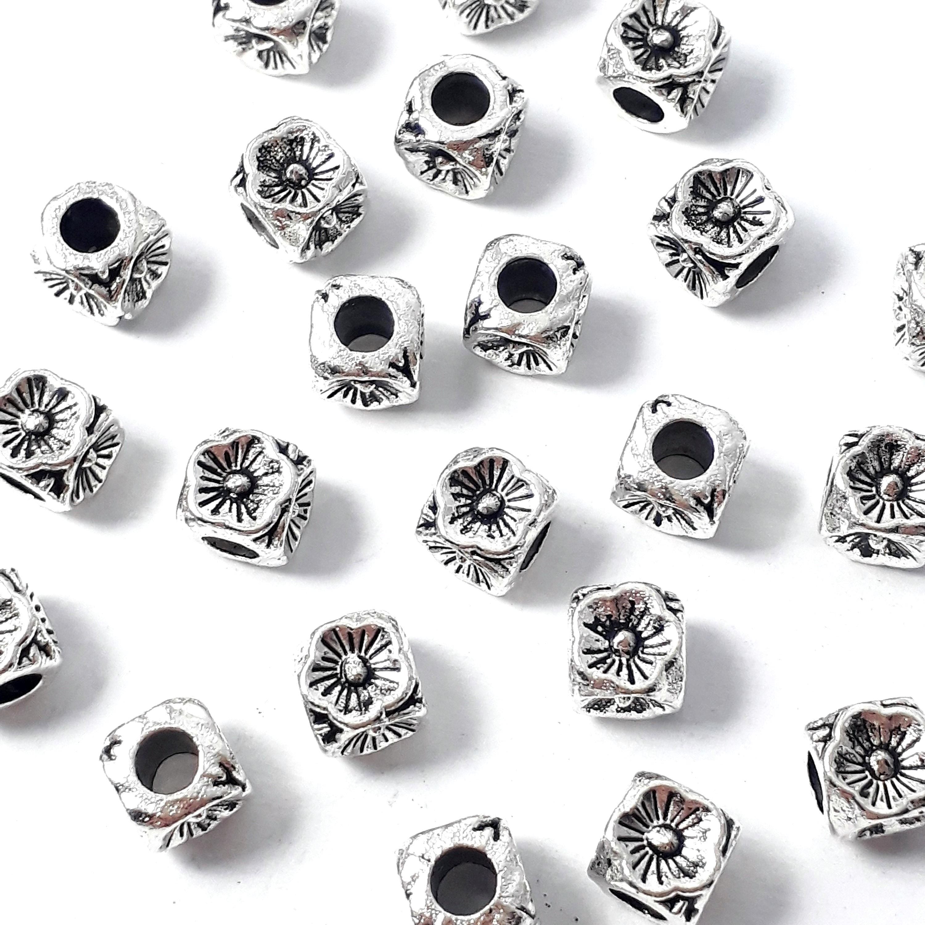 Flower Cube Antique Silver 5mm - 20pcs