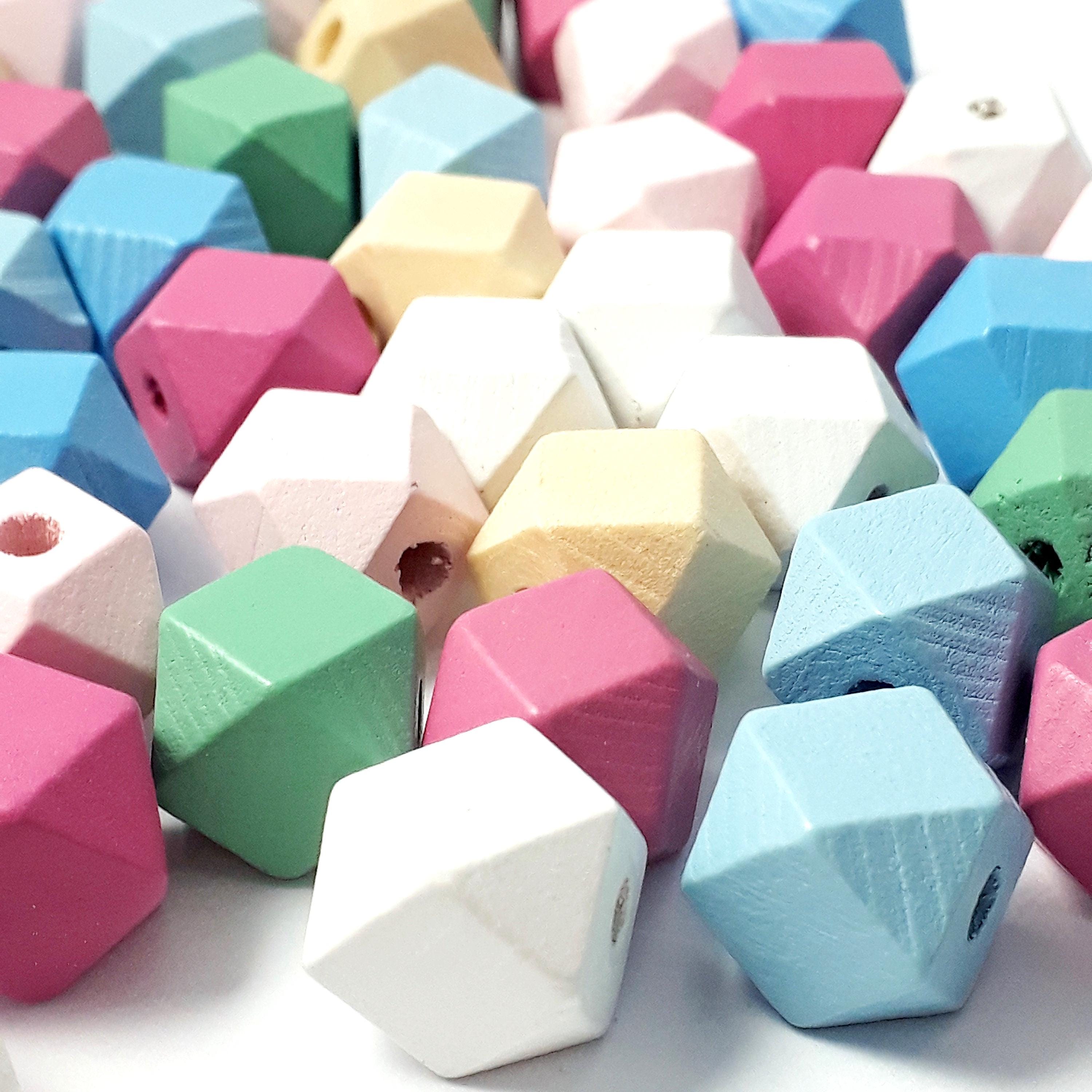 Wood Polygon Mixed Colour 12x12mm - 10pcs