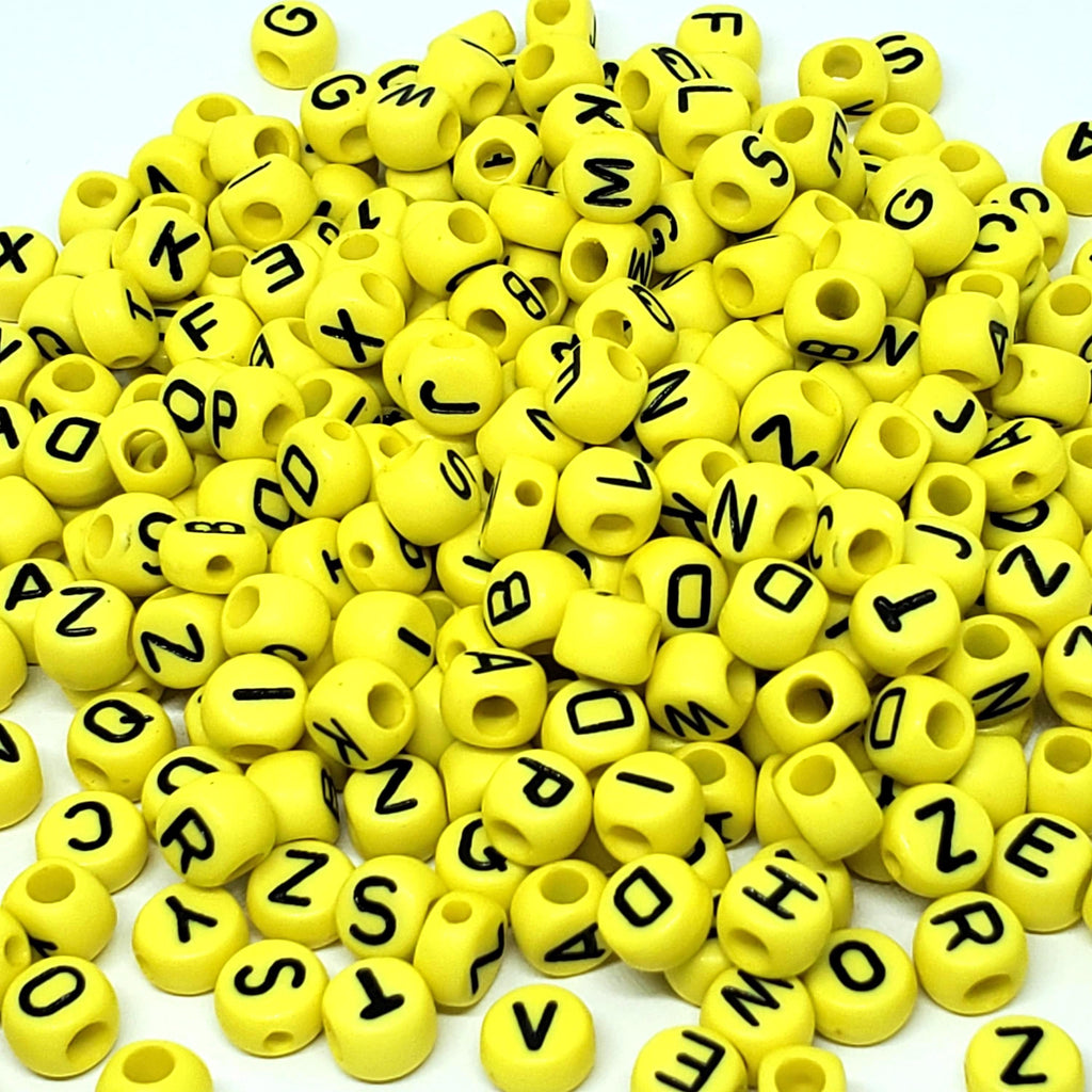 Yellow Letter Alphabet Acrylic Coin 7x6mm - 100pcs