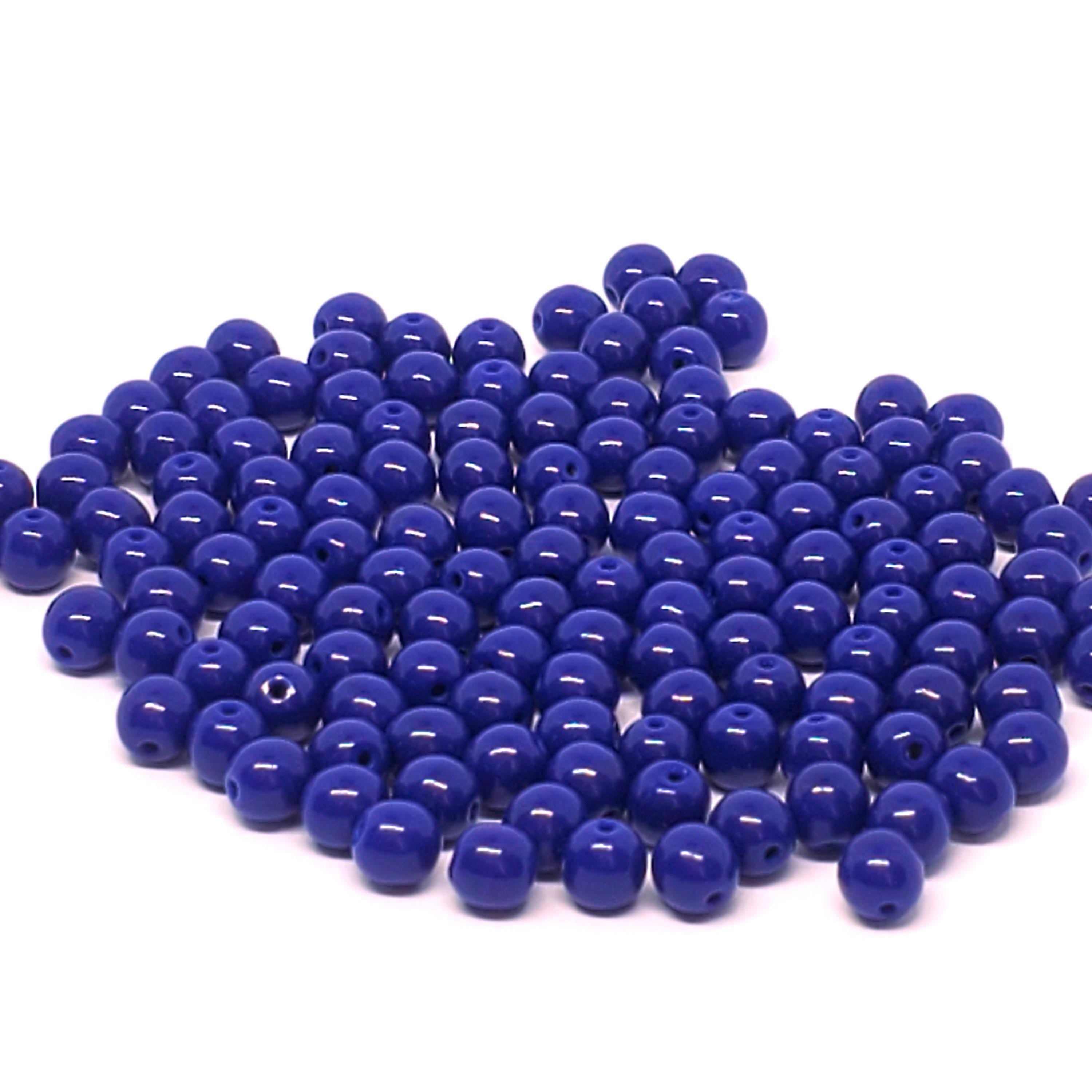 Opaque Blue Czech Glass Round Druk 5mm - 40pcs