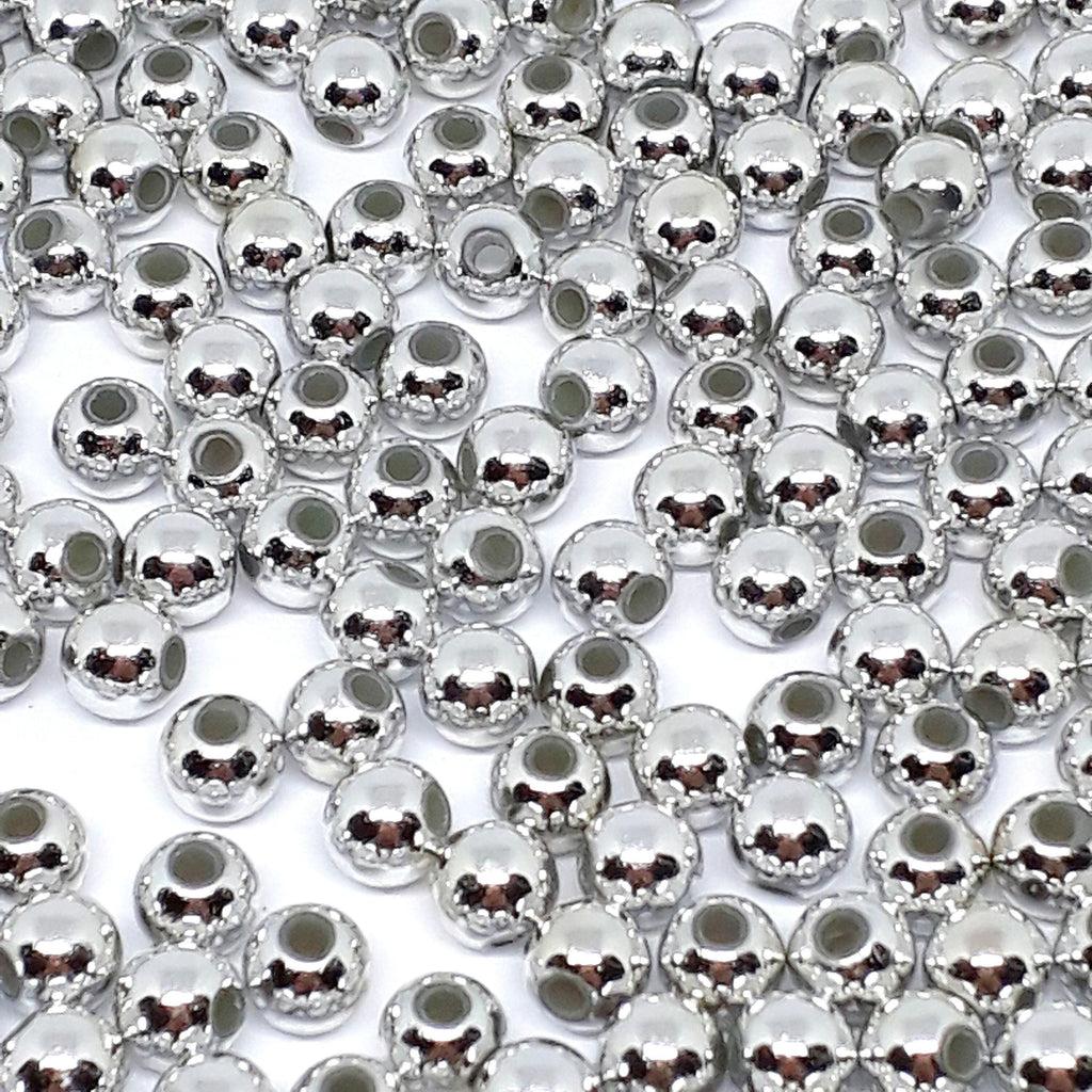 Silver Tone Acrylic Round 5mm - 11g