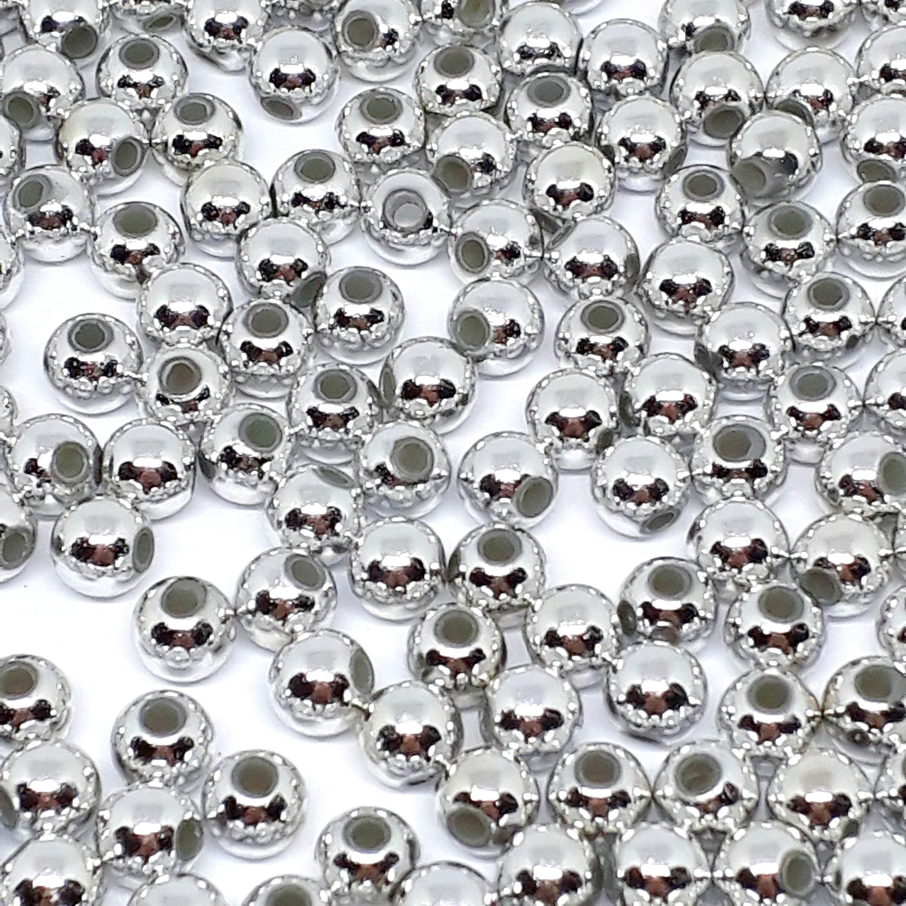 Silver Tone Acrylic Round 5mm - 11g