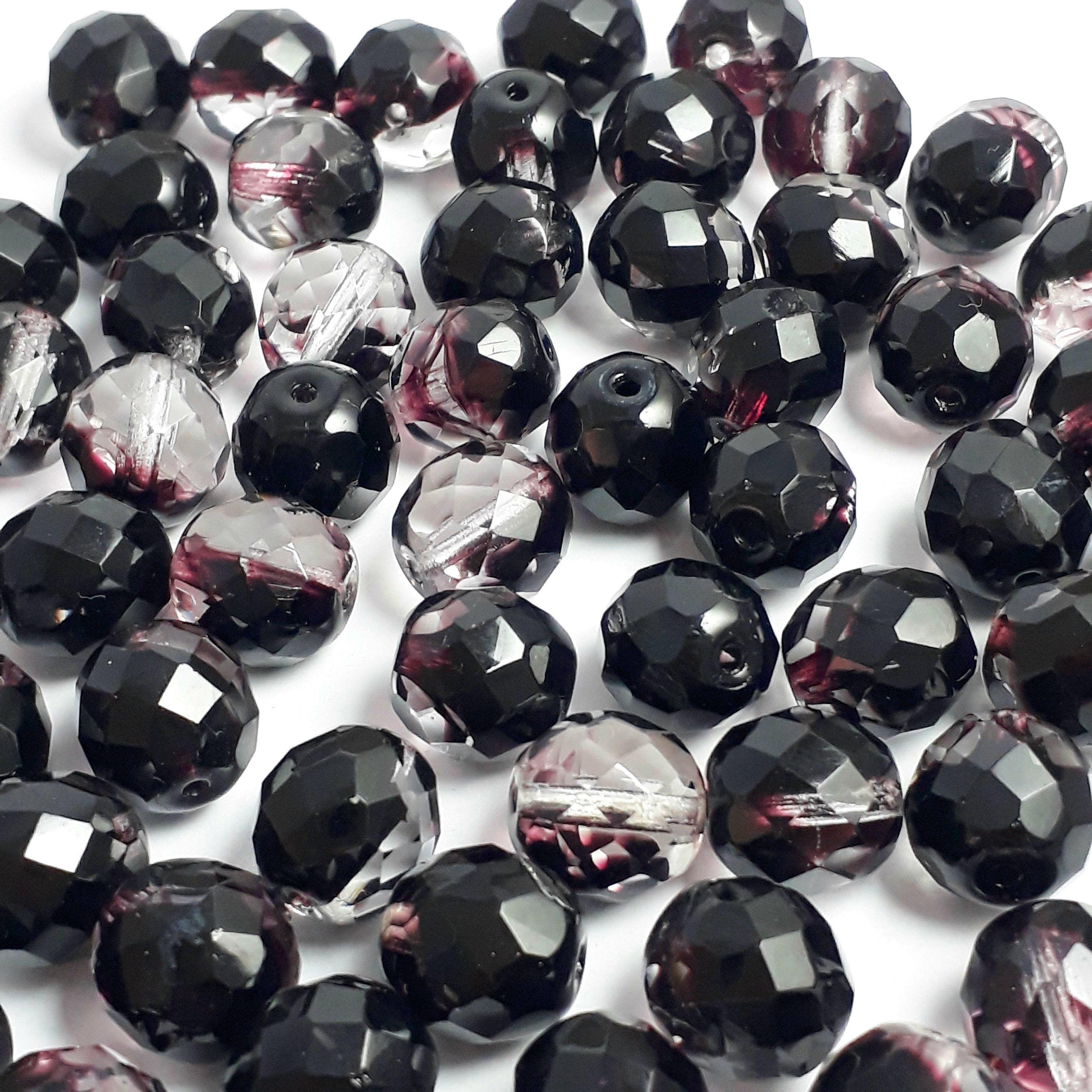 Dark & Light Purple Faceted Czech Glass 10mm - 10pcs