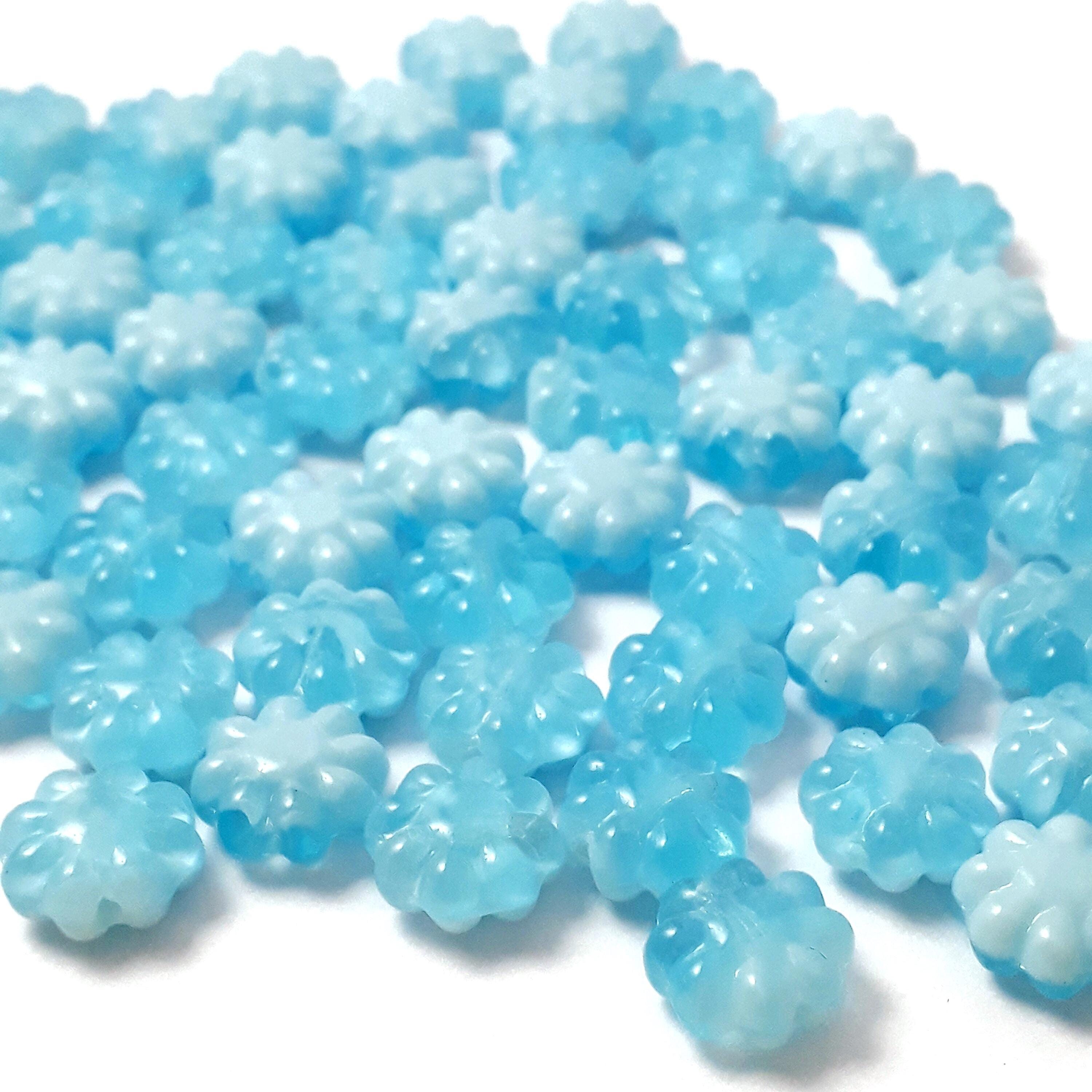 Light Blue Czech Glass Hawaiian Flower 9mm - 10pcs