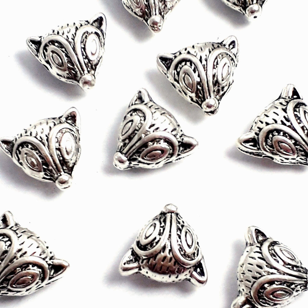 Fox Head Antique Silver 13mm - 2pcs