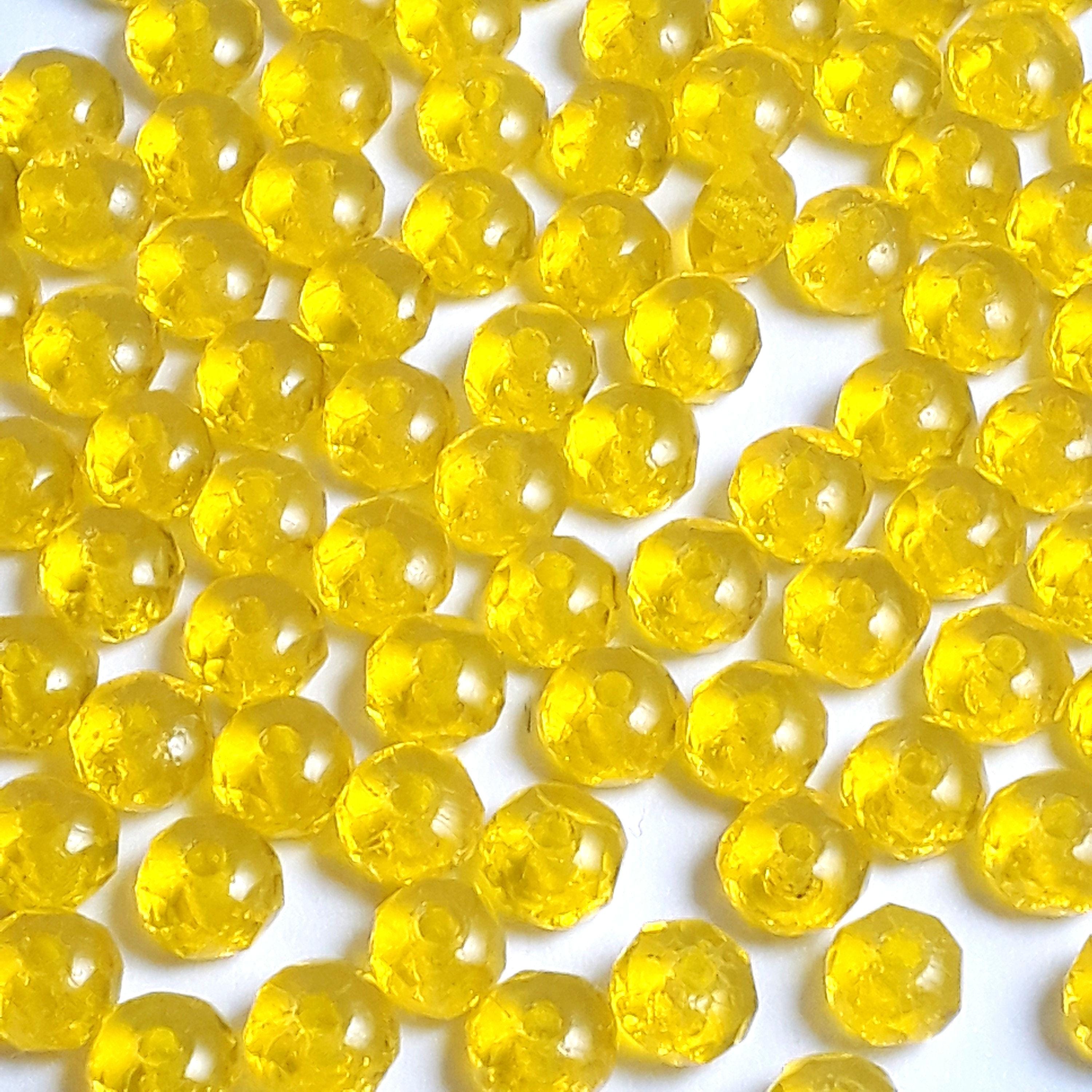 Yellow Czech Glass Faceted Rondelle 5x3mm - 40pcs