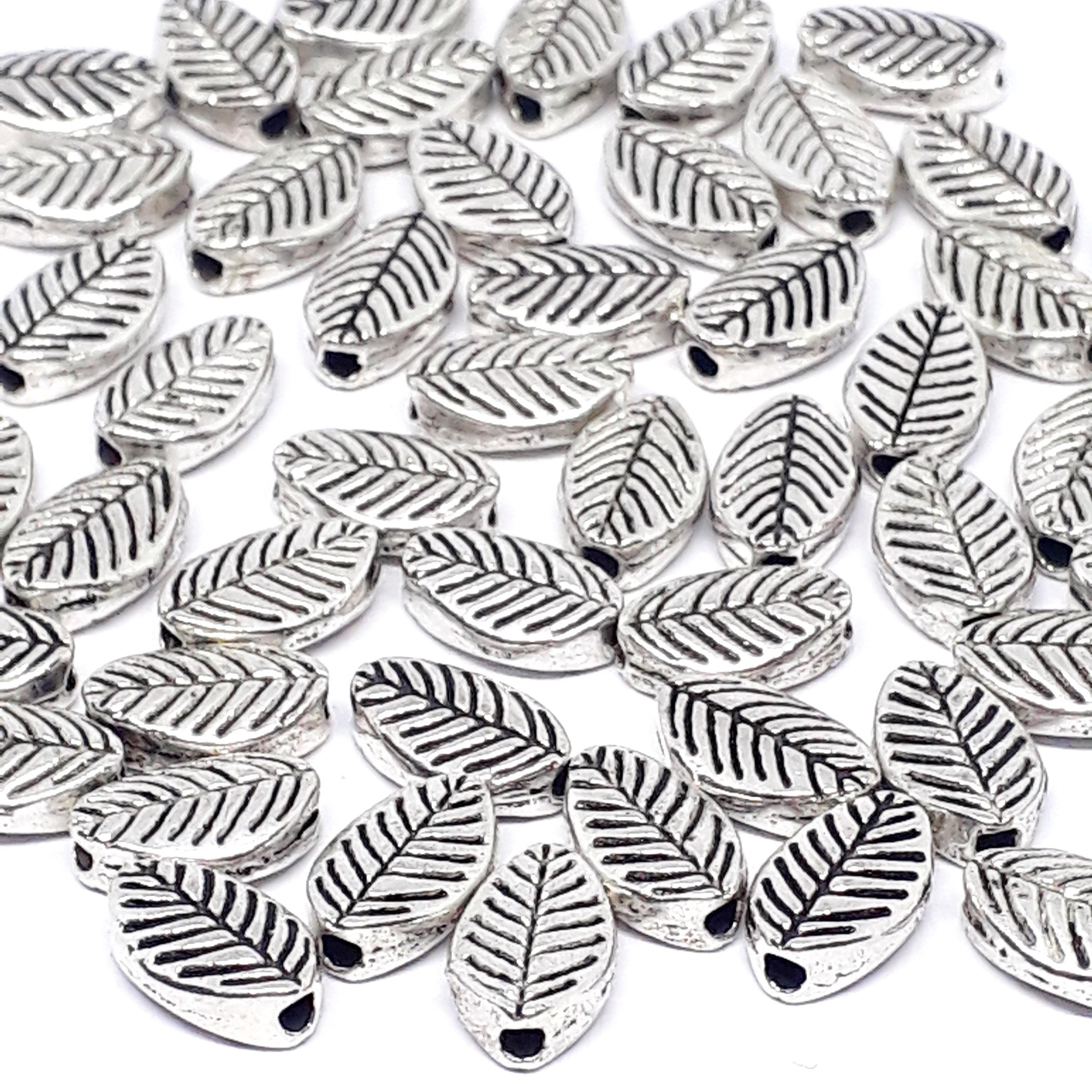 Leaf Antique Silver 9x6mm - 20pcs