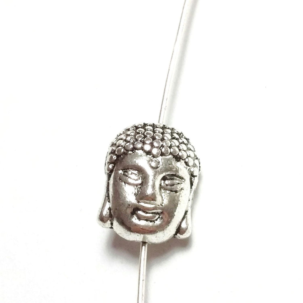 Buddha Head Antique Silver 11x9mm - 6pcs
