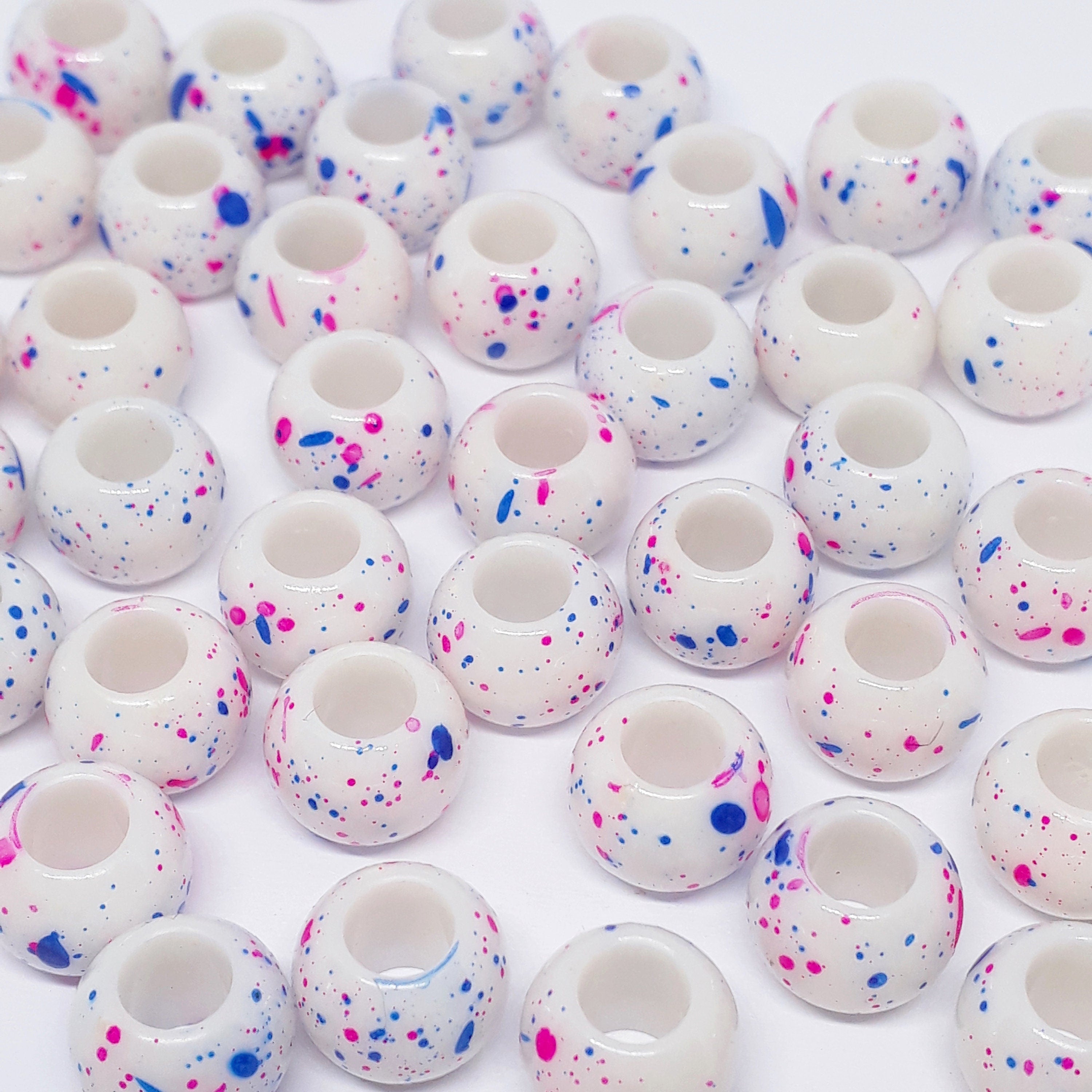 Pink & Blue Mottled Acrylic Pony 10mm - 50pcs