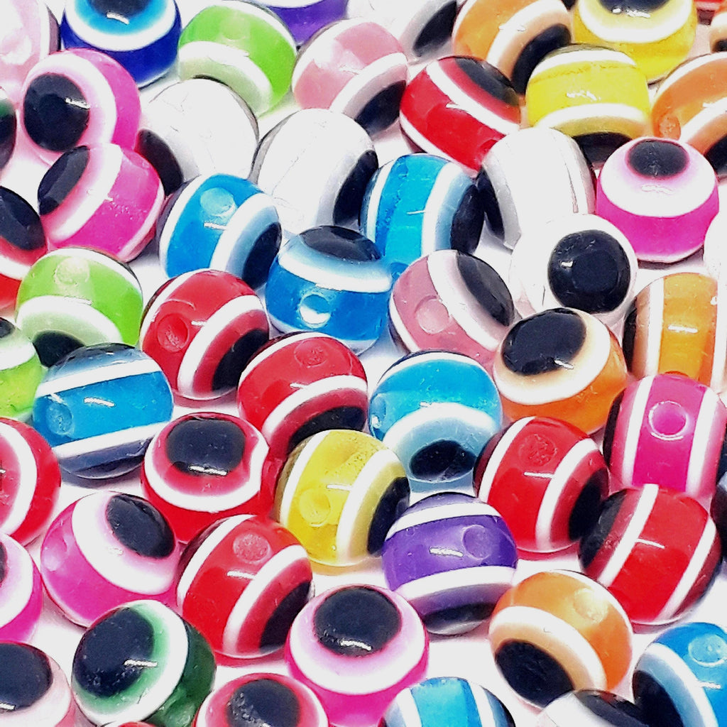 Evil Eye Round Resin Mixed Colour 8x7mm - 50pcs