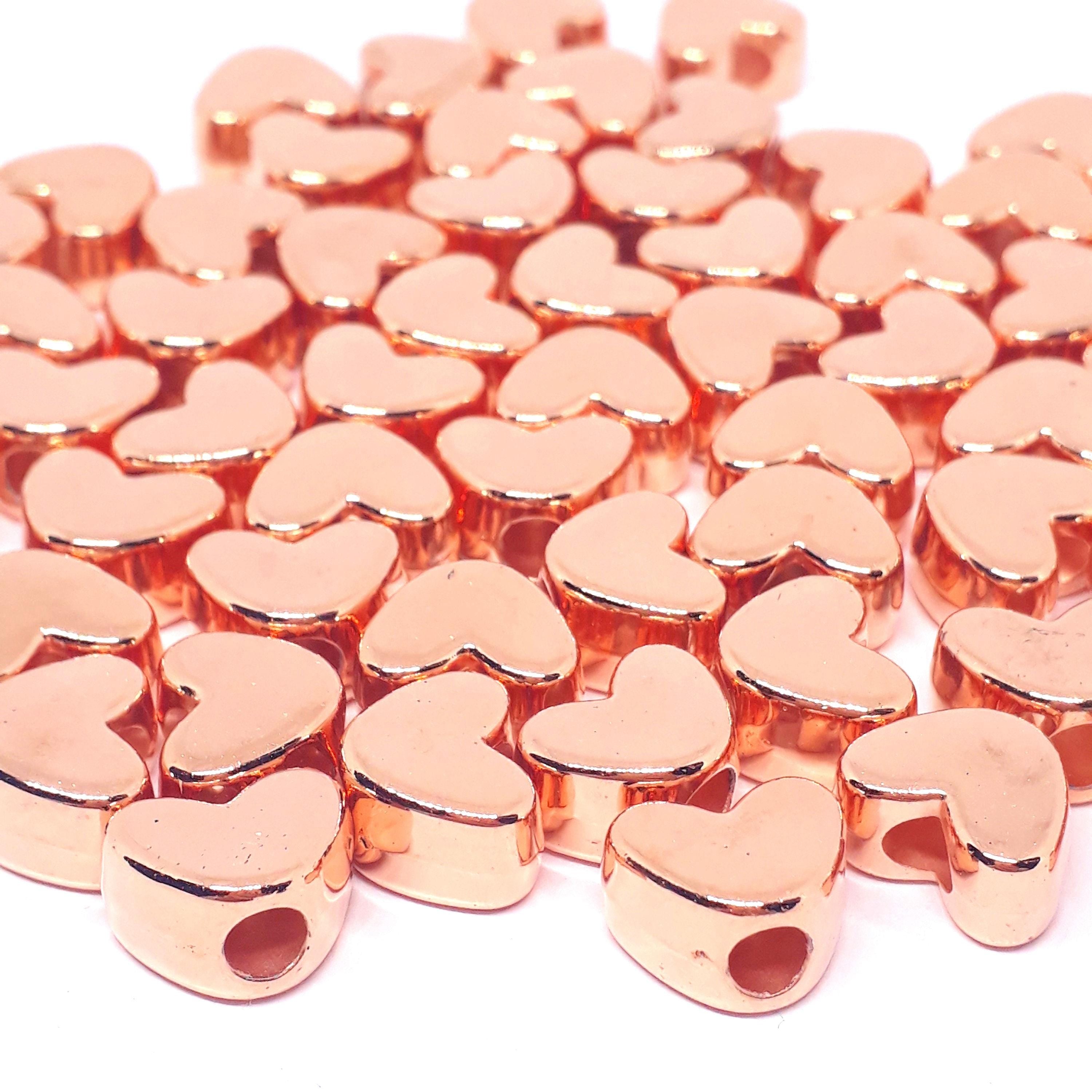 Rose Gold Plated Acrylic Heart 11x8mm - 25pcs
