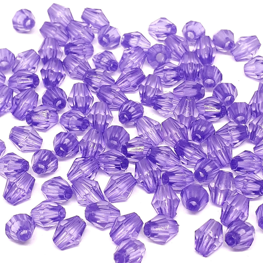 Purple Acrylic Faceted Oval Bicone 6x5mm 30g