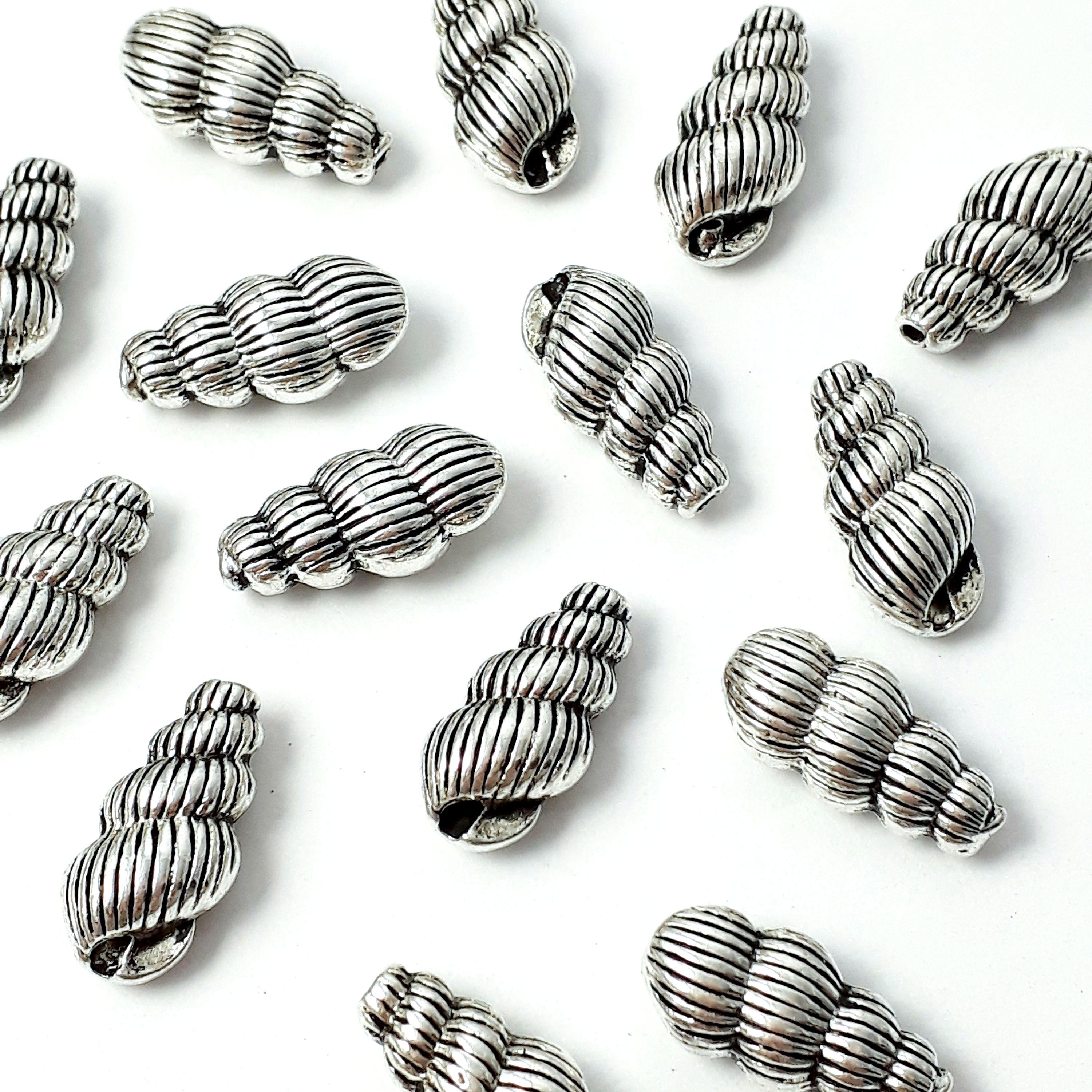 Wentletrap Shell Antique Silver 15x7mm - 2pcs