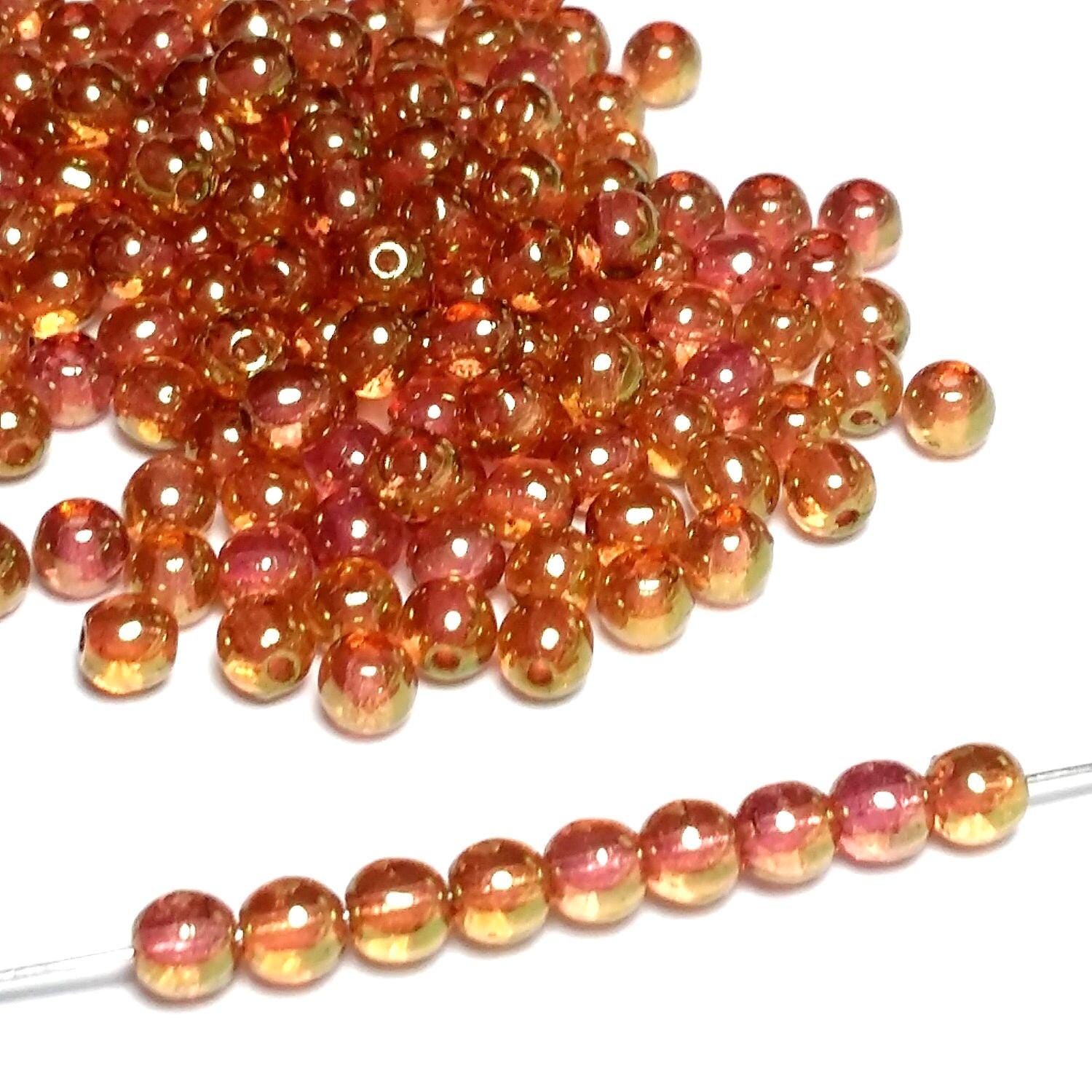 Pink & Green Lustre Czech Glass 5mm - 40pcs