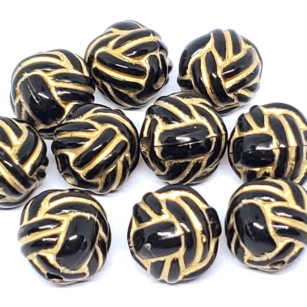 Black & Gold Resin Knot Rope 11mm - 2pcs