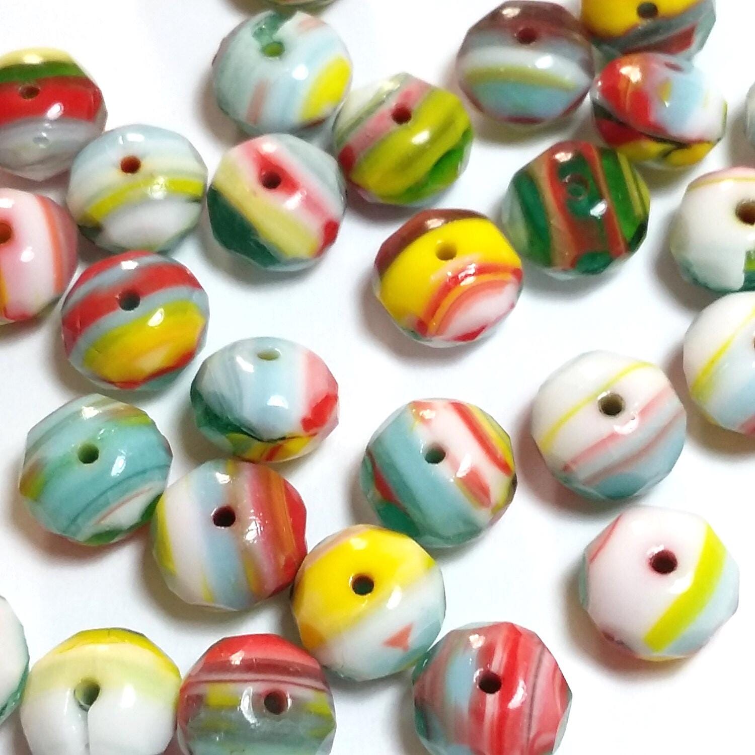 Multicolour Czech Glass Faceted Rondelle 9x6mm - 10pcs