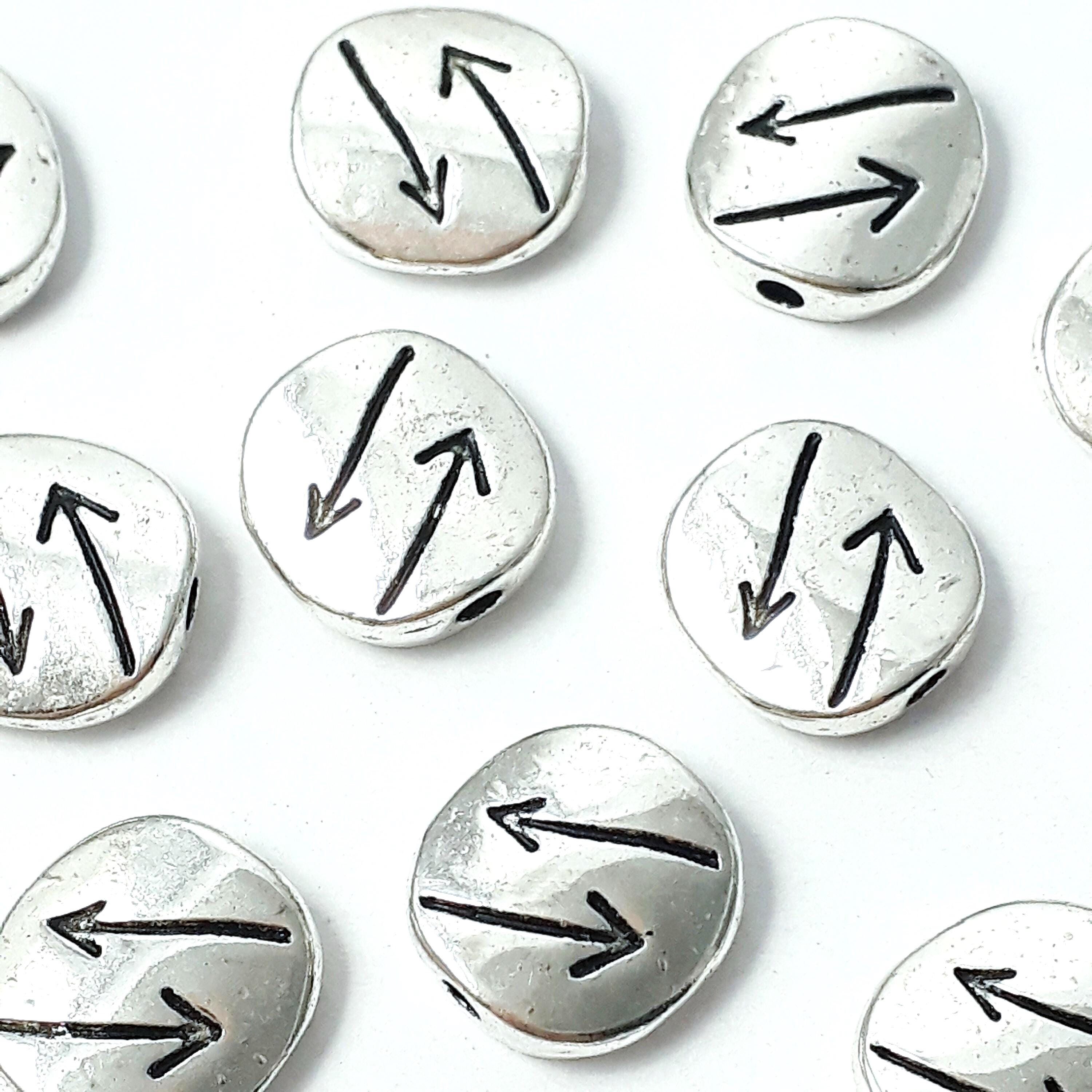 Two Arrow Rounded Rectangle Antique Silver 10x9mm - 10pcs