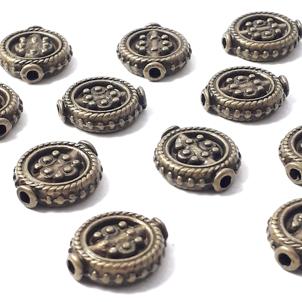 Ornate Coin Antique Bronze 13x12mm - 6pcs
