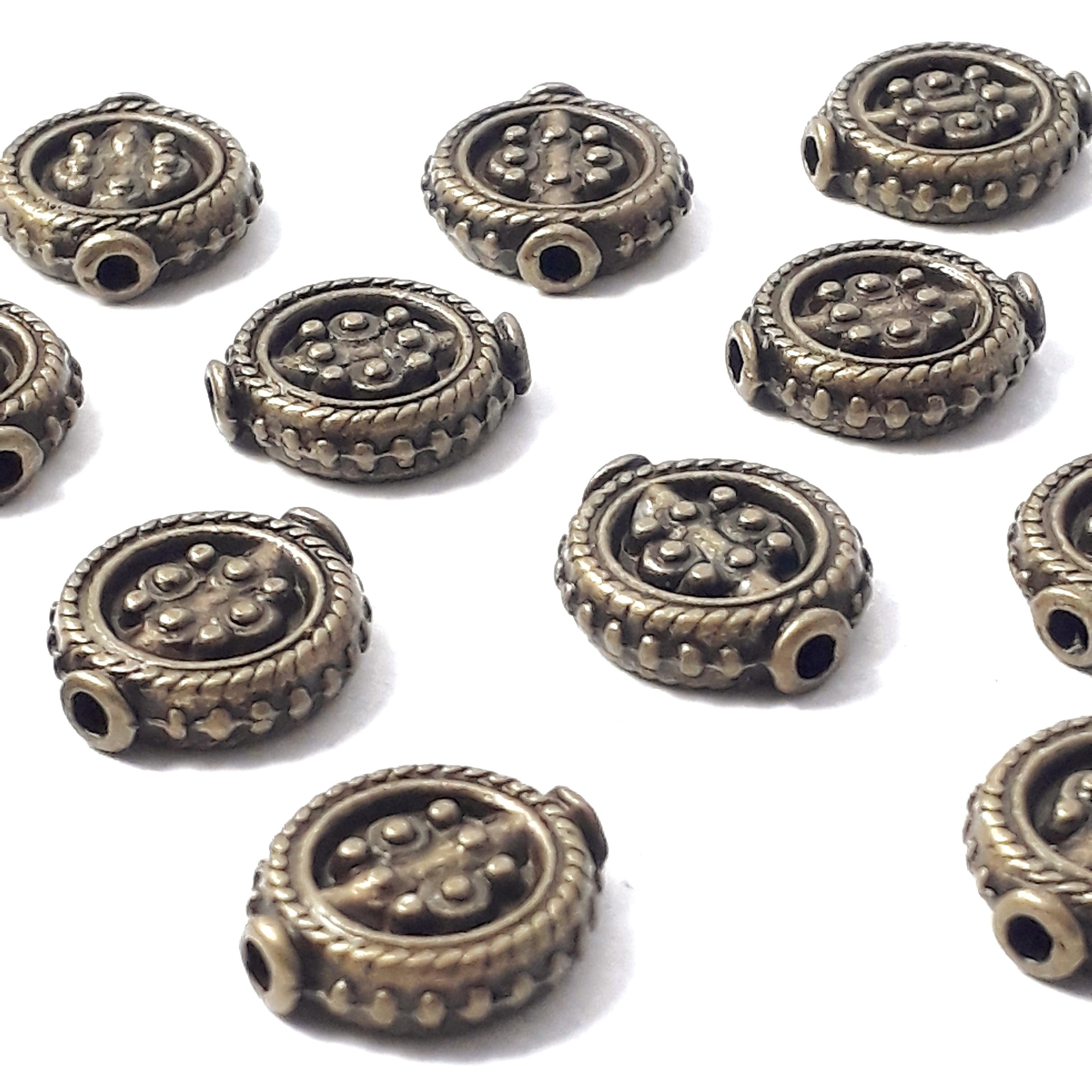 Ornate Coin Antique Bronze 13x12mm - 6pcs
