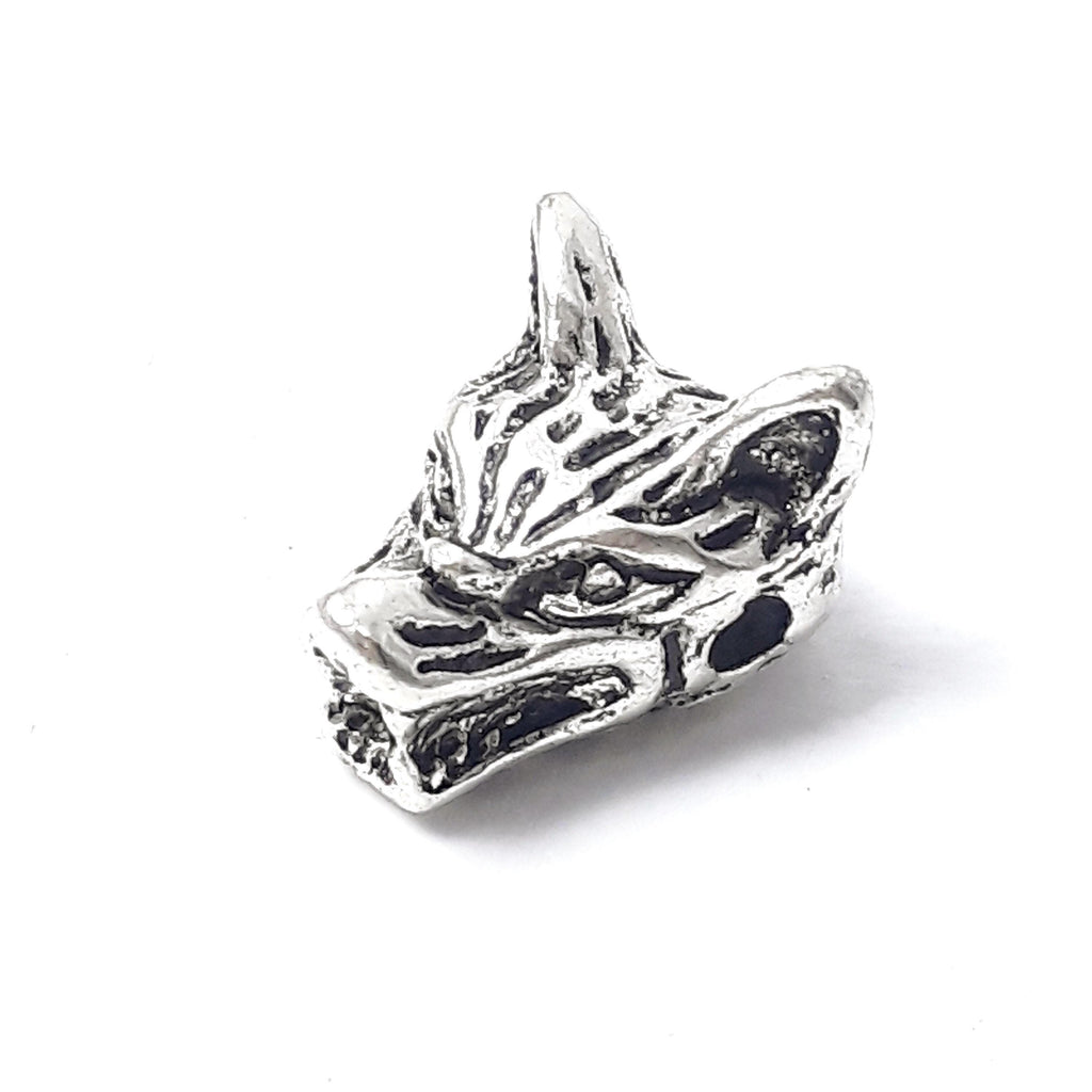 Wolf Antique Silver 12x10mm - 2pcs