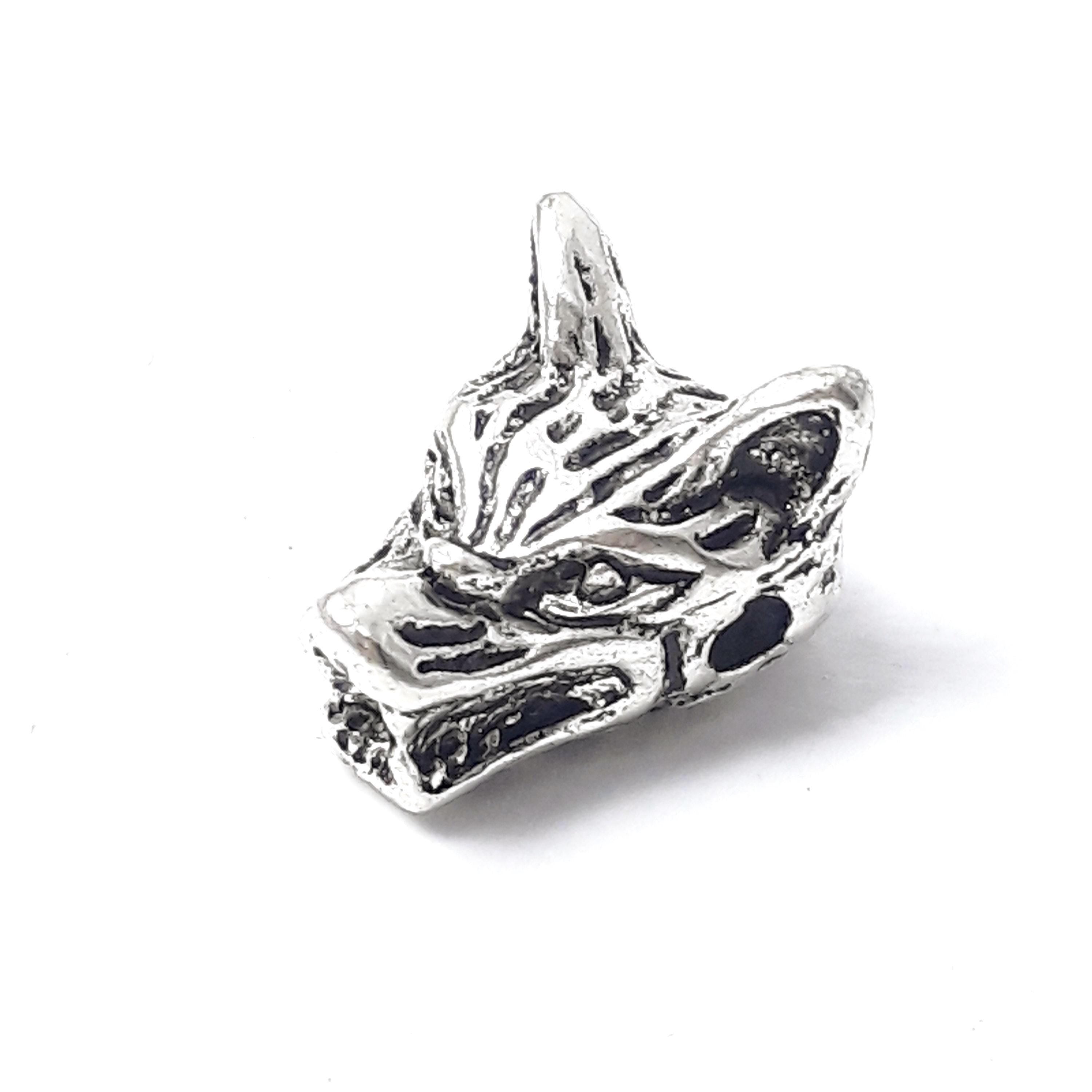 Wolf Antique Silver 12x10mm - 2pcs