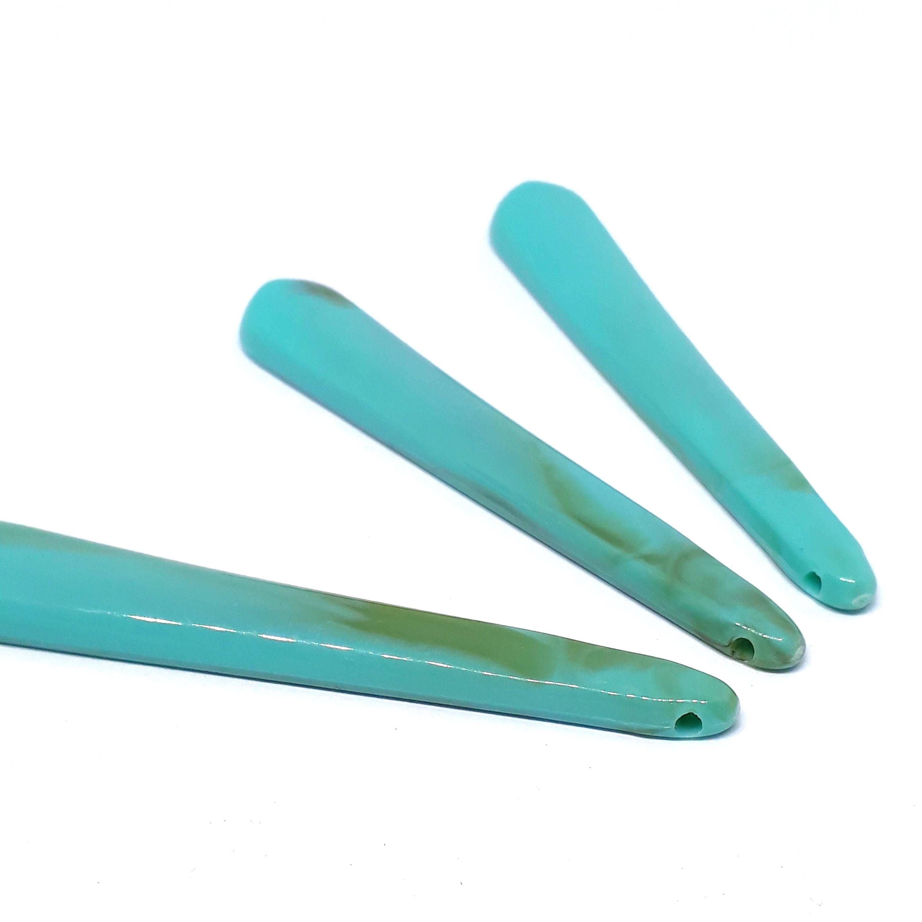 Long Turquoise Acrylic Drop 69x11mm - 5pcs