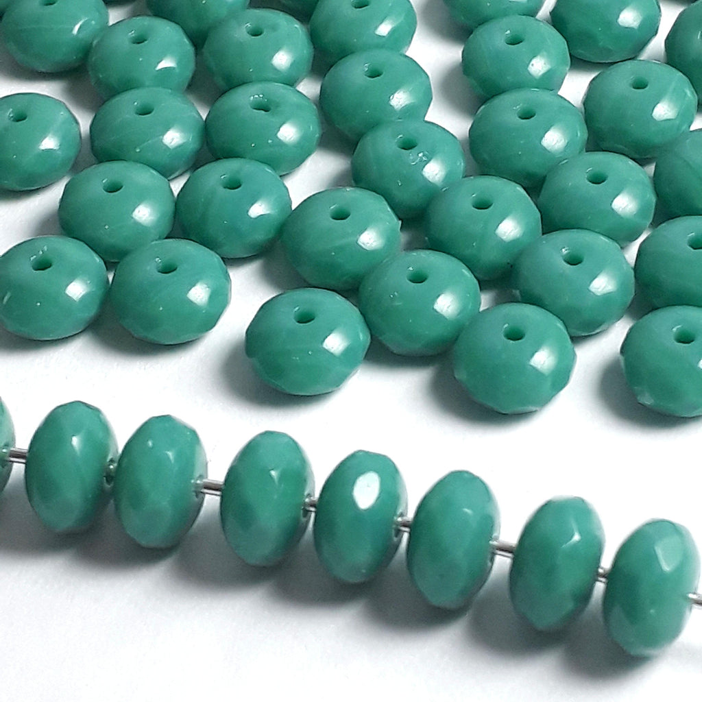 Turquoise Opaque Czech Glass Rondelle 7x4mm - 20pcs