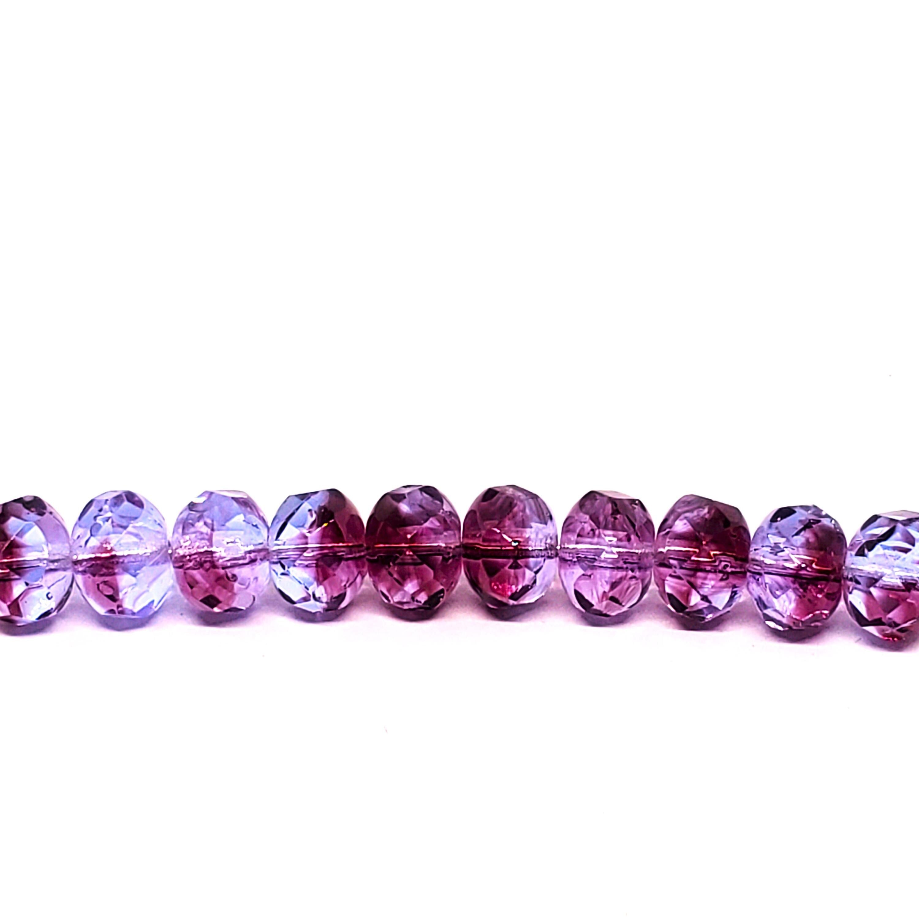 Two Tone Purple Faceted Rondelle Czech Glass 6x8mm - 10pcs