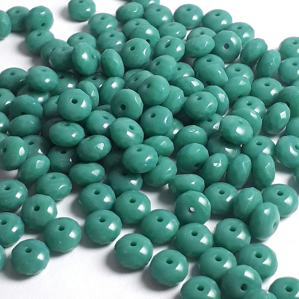 Turquoise Opaque Czech Glass Rondelle 7x4mm - 20pcs
