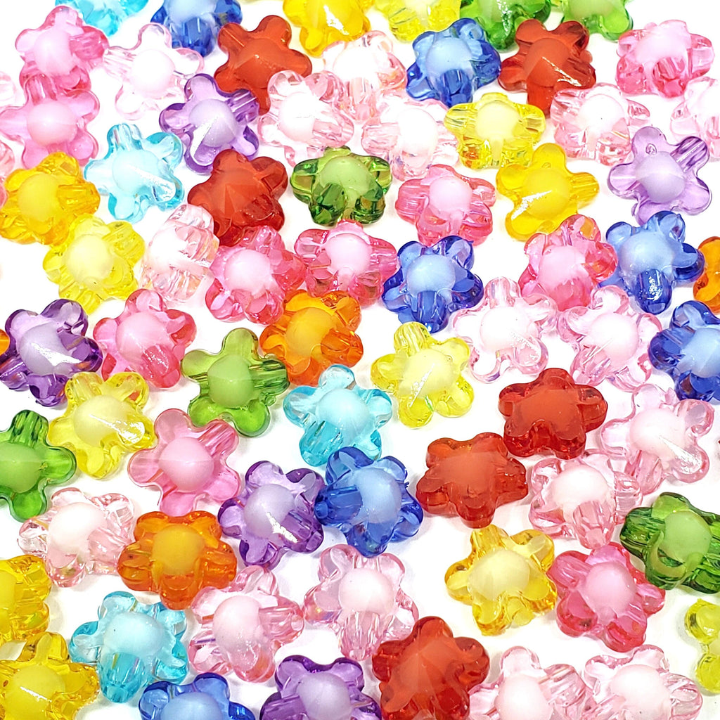 White Centre Acrylic Flower 12mm - 50pcs