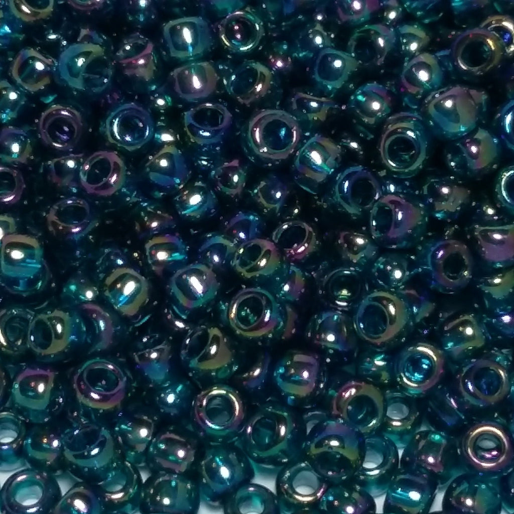 Transparent-Rainbow Teal TOHO Seed Glass 6/0 - 10g