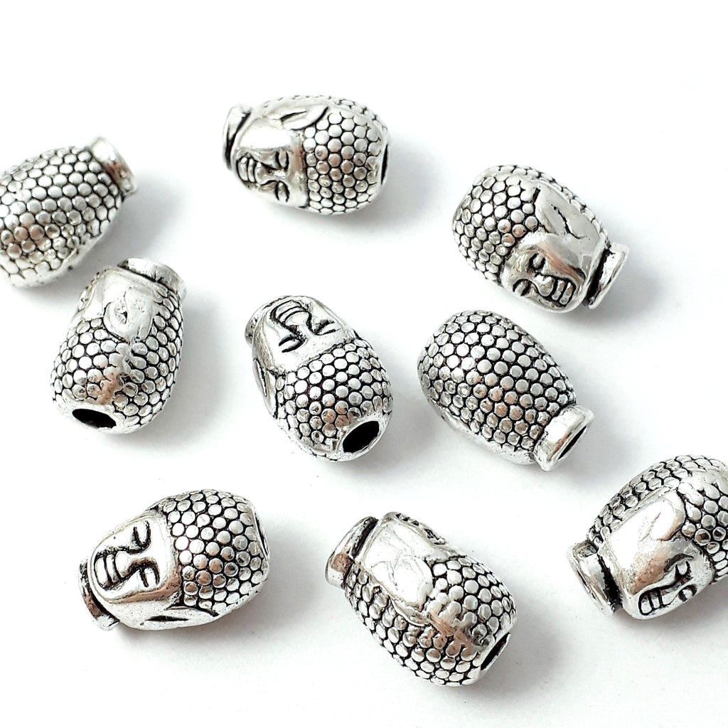 Buddha Head Antique Silver 13x9mm - 4pcs