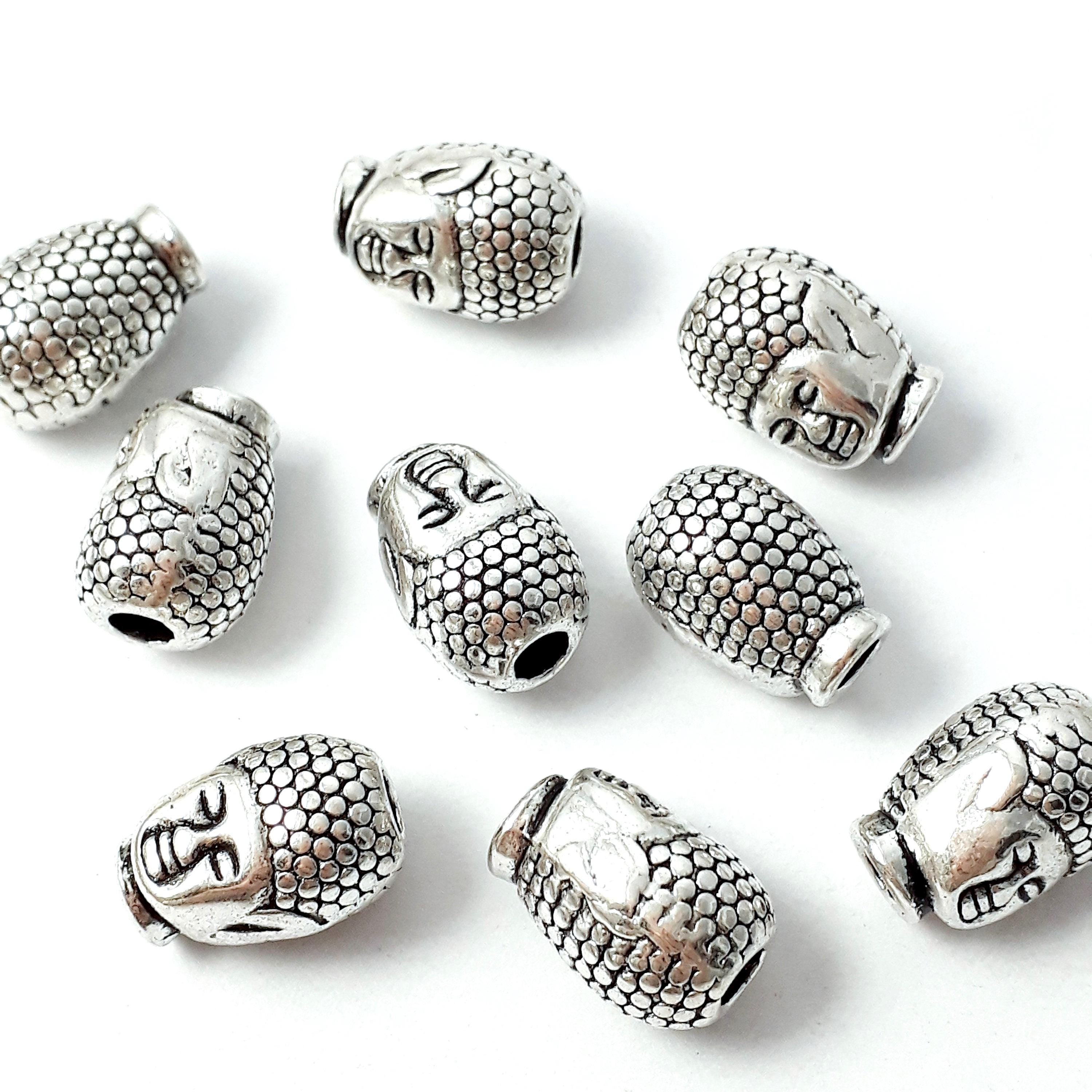 Buddha Head Antique Silver 13x9mm - 4pcs