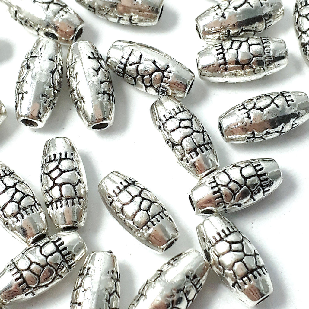 Oval Animal Print Antique Silver 10x5mm - 10pcs