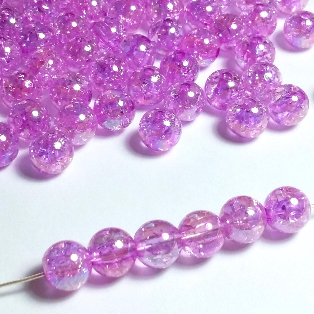 Crackle Purple Rainbow AB Acrylic  8mm - 50pcs