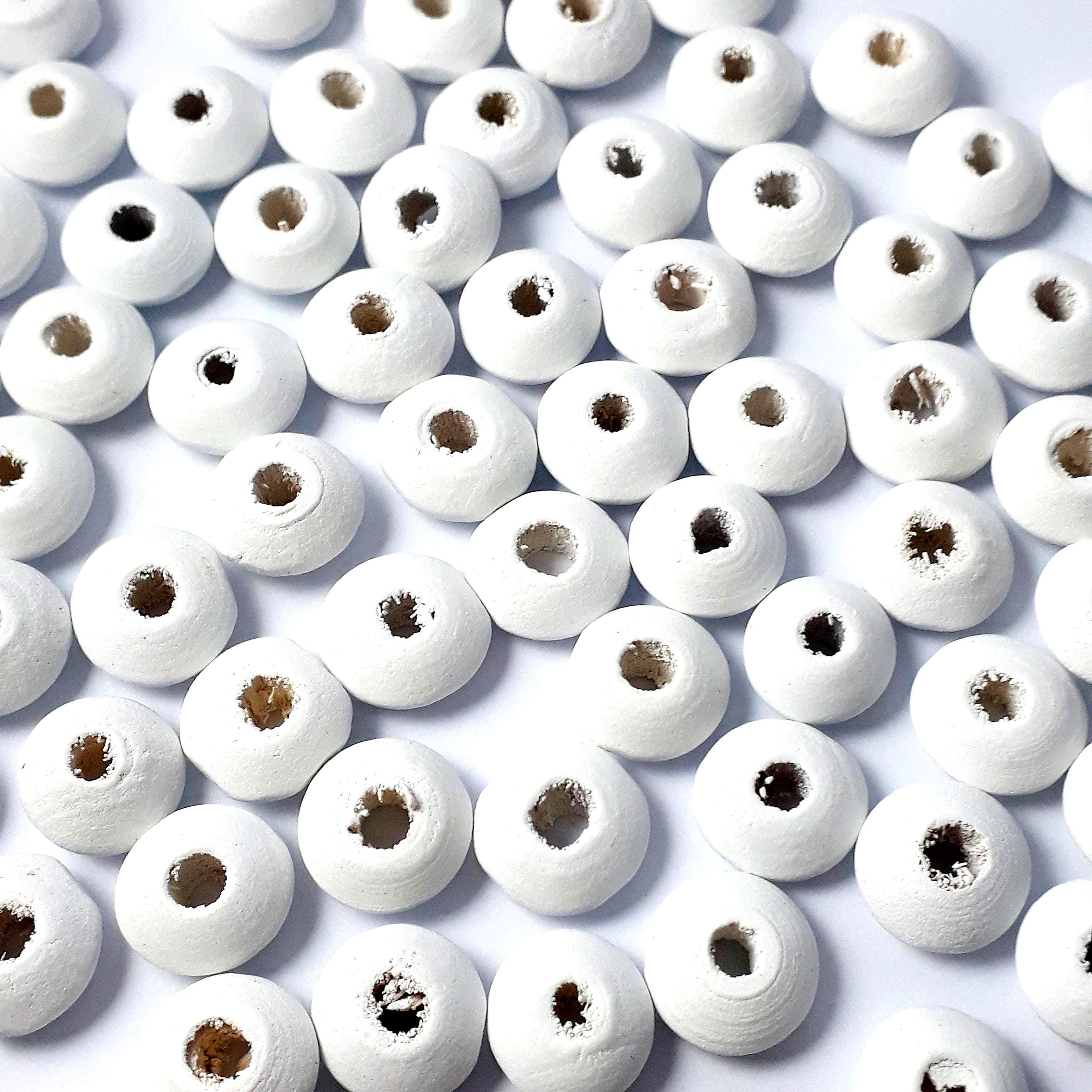 White Wooden Spacer 12mm - 50pcs