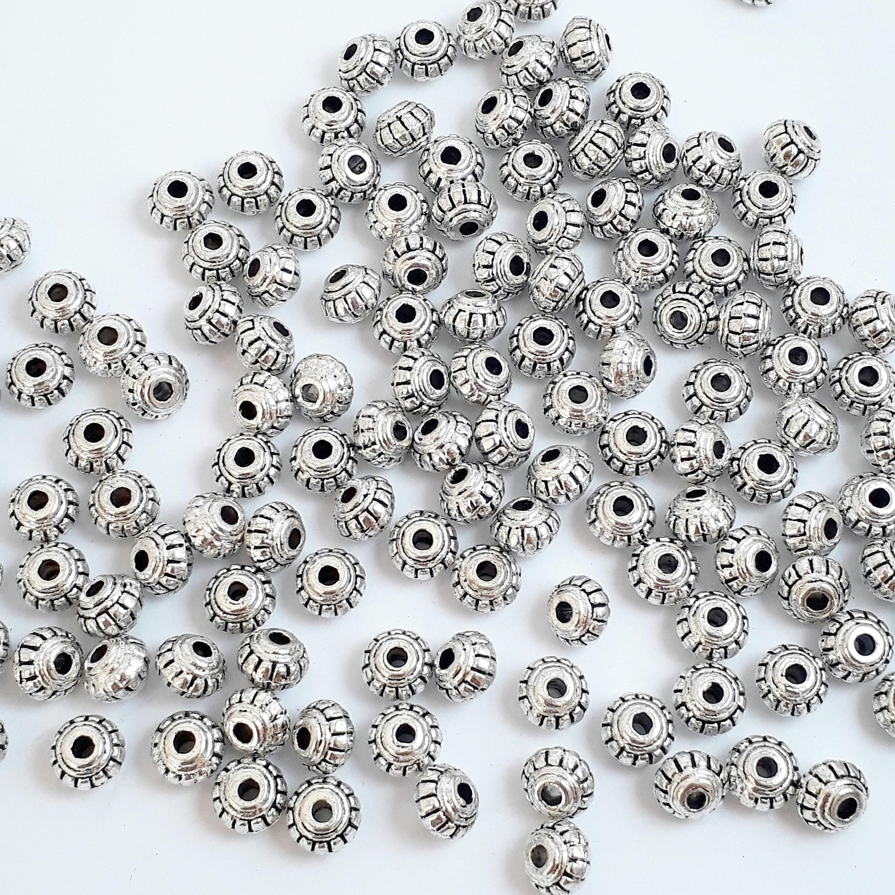 Striped Rondelle Spacer Antique Silver 6x4mm - 25pcs