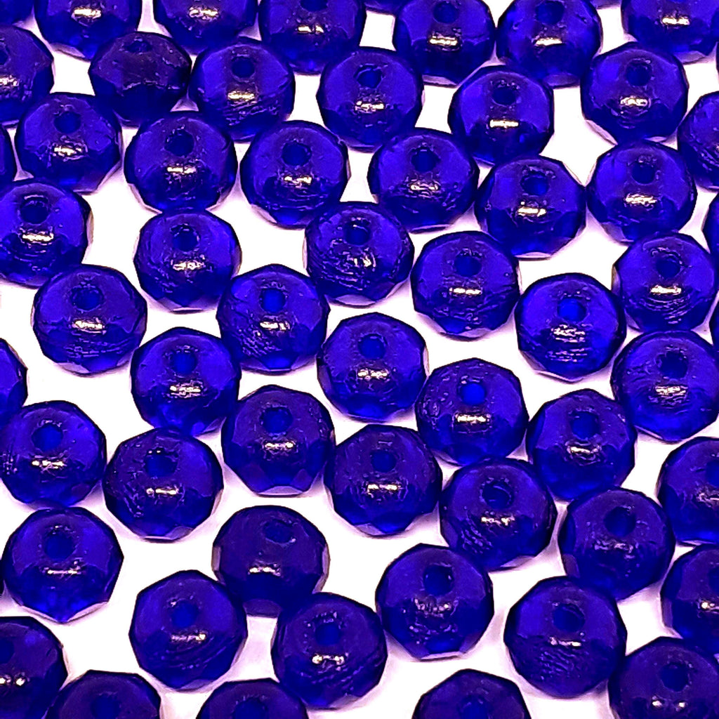 Blue Fire Polished Czech Glass Faceted Rondelle 5x3mm - 40pcs