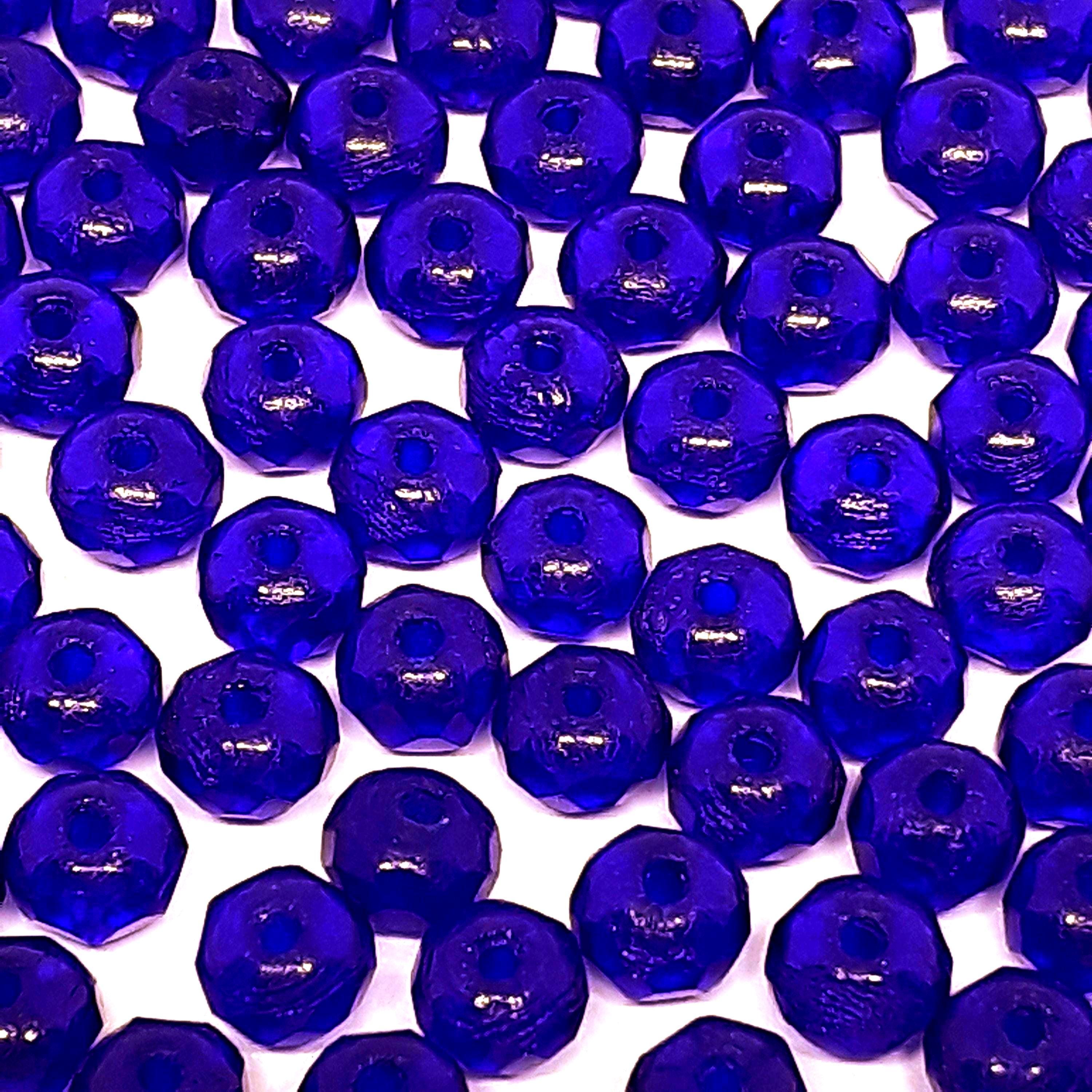 Blue Fire Polished Czech Glass Faceted Rondelle 5x3mm - 40pcs